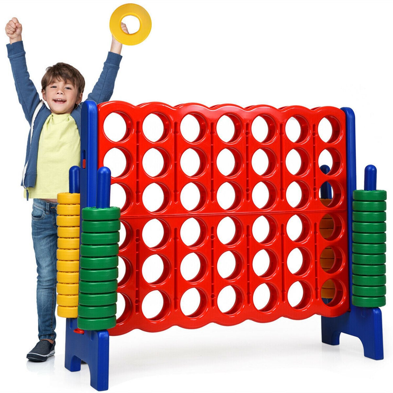 Costway CSHY000243 Jumbo 4-to-Score 4 in A Row Giant Game Set Kids Adults Family Fun Red+Blue