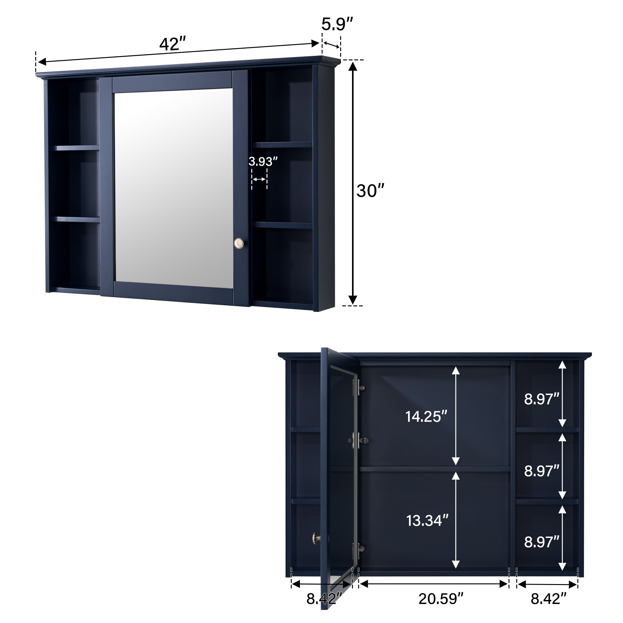 WELLFOR MED42YS1NB Bathroom-Medicine-Cabinets - View #13