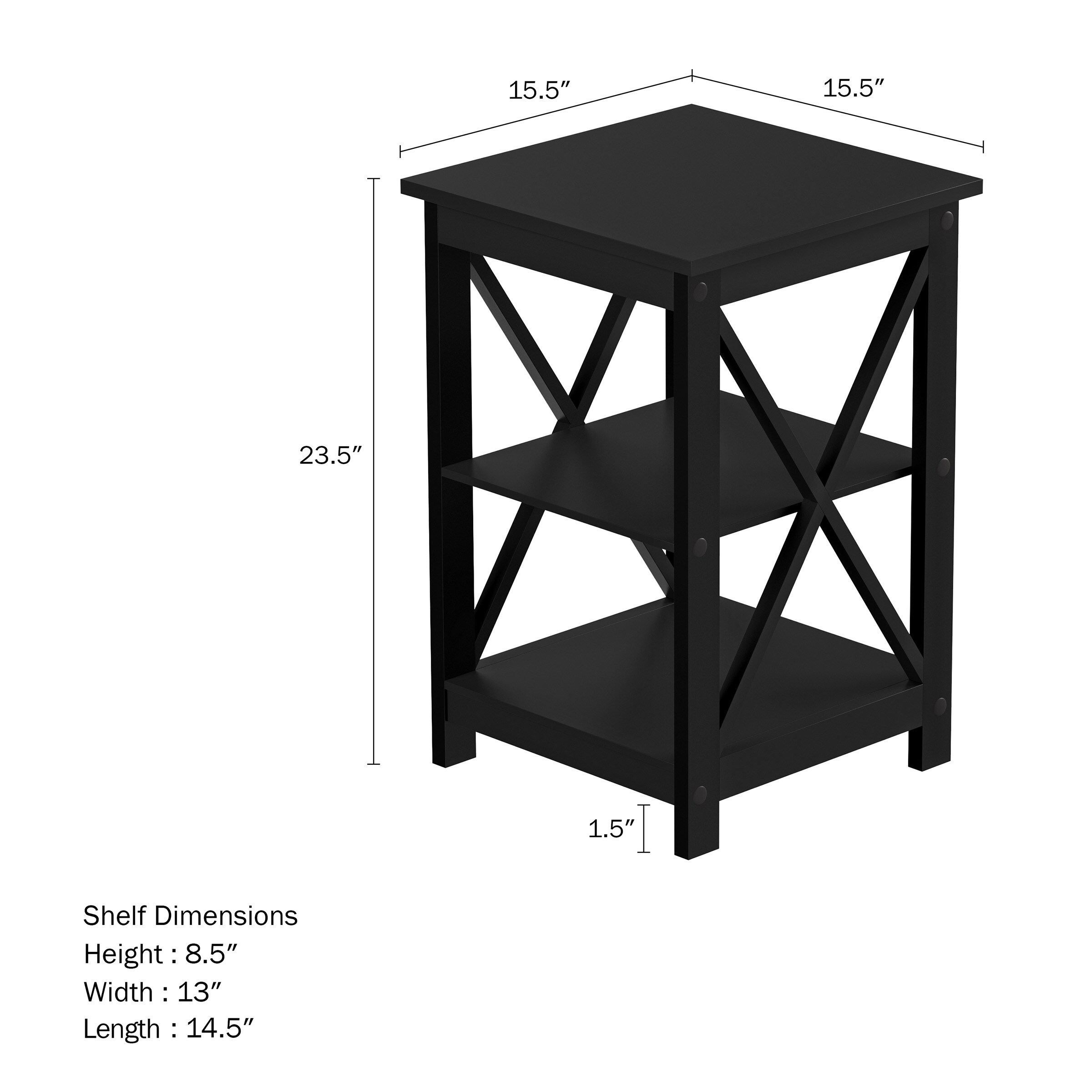 Hastings Home X-Leg End Table 15.5-in W x 23.5-in H Black Wood Modern ...