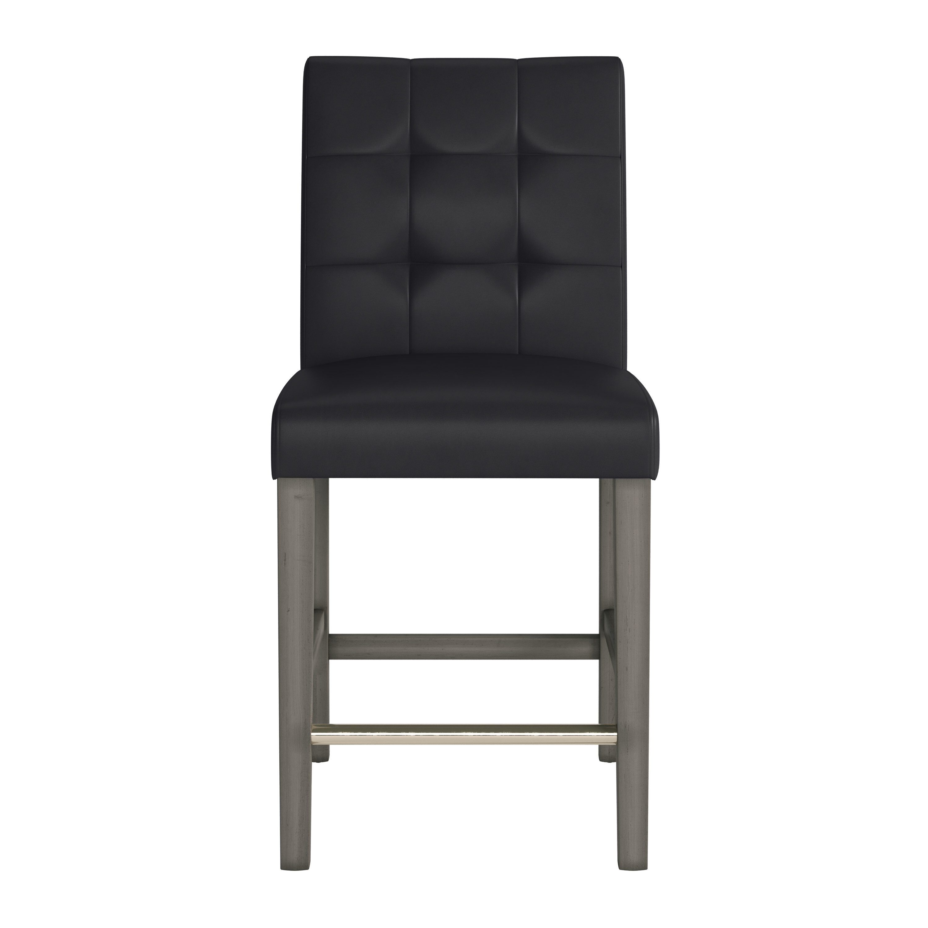 Graphite Black Vegan Leather and Wood Counter Height Barstool