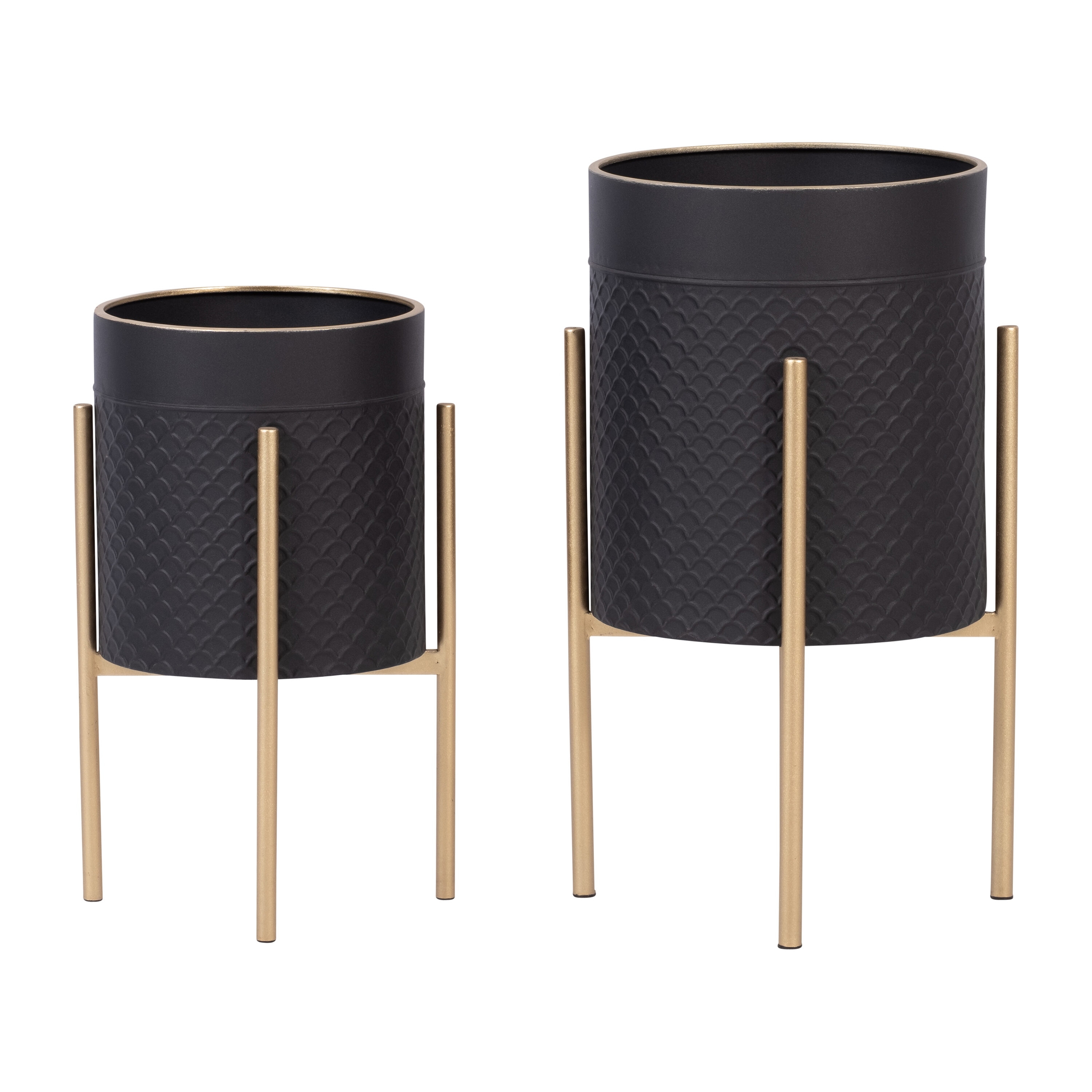 Siavonce XH06792 14.0-in W x 23-in H x 14-in D Black Metal Indoor/Outdoor Planter