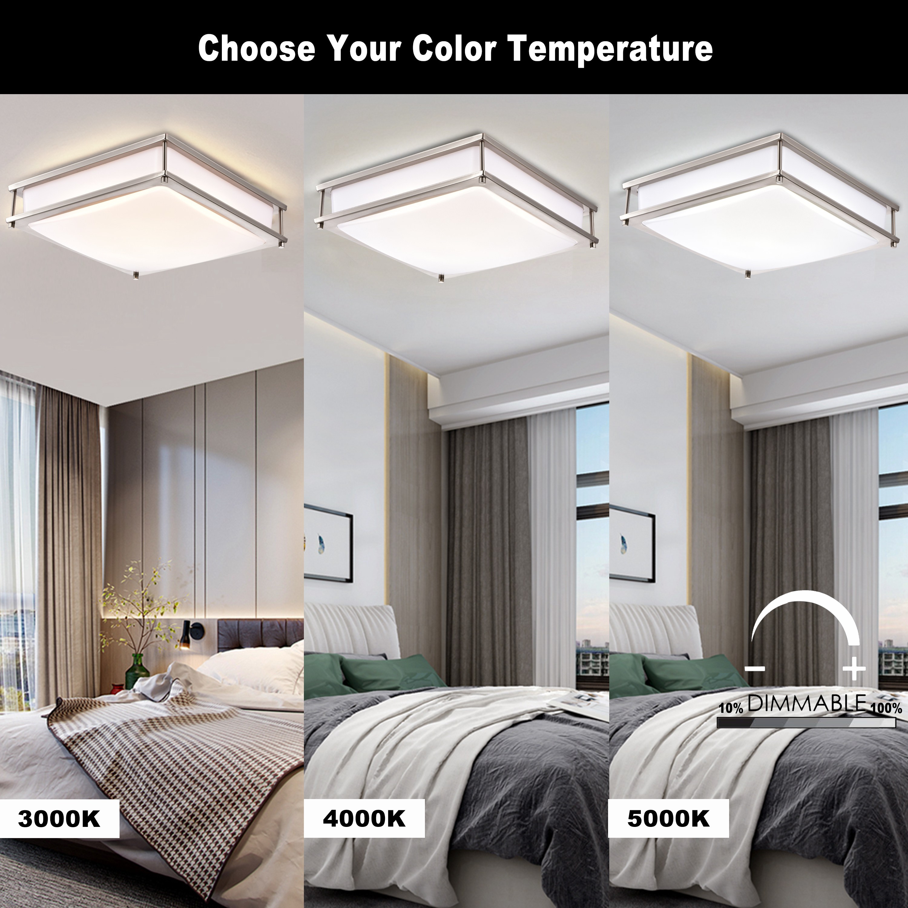Sleek 12" Silver Glass LED Flush Mount Ceiling Light, Dimmable