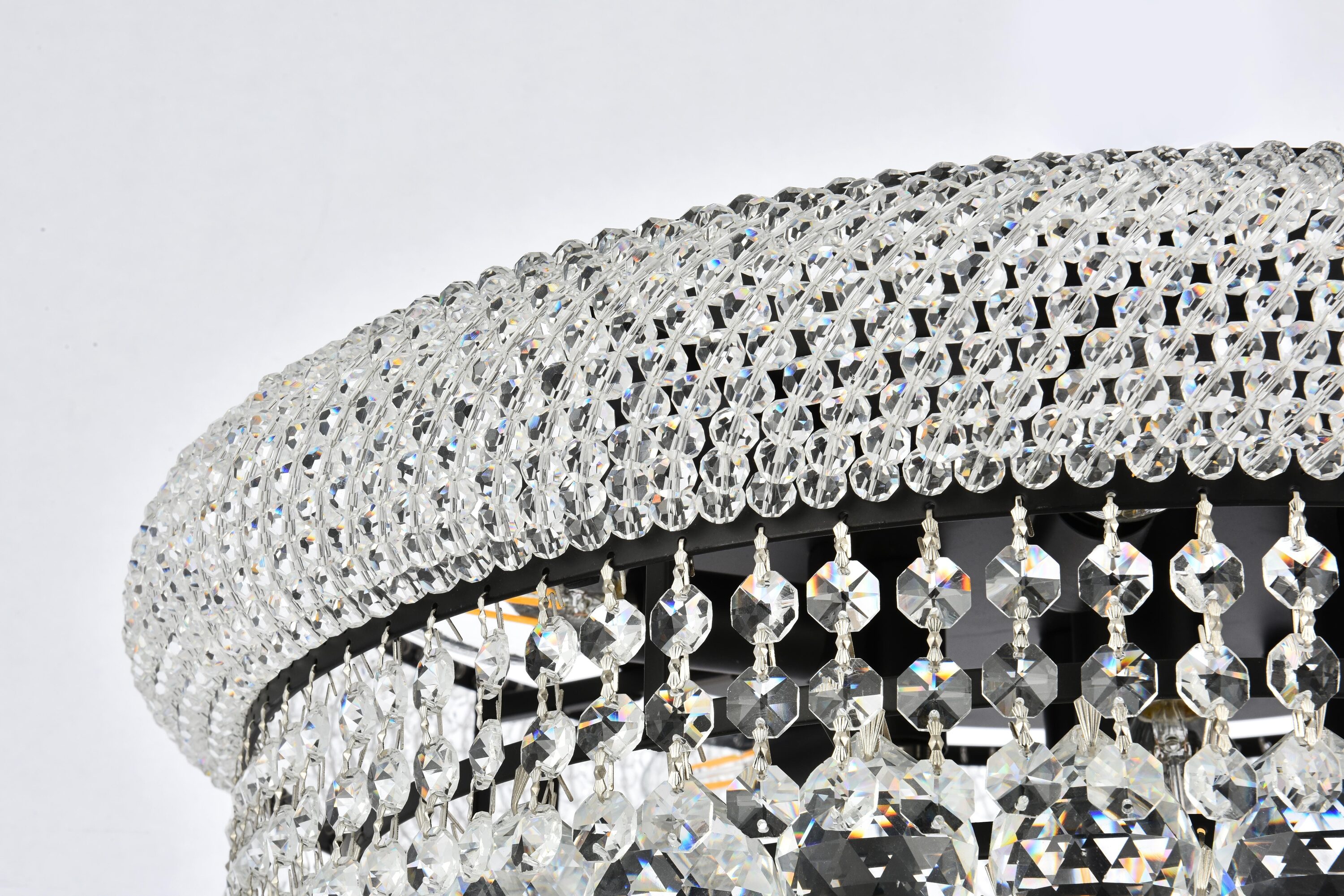 Primo Black and Clear Crystal 10-Light Flush Mount