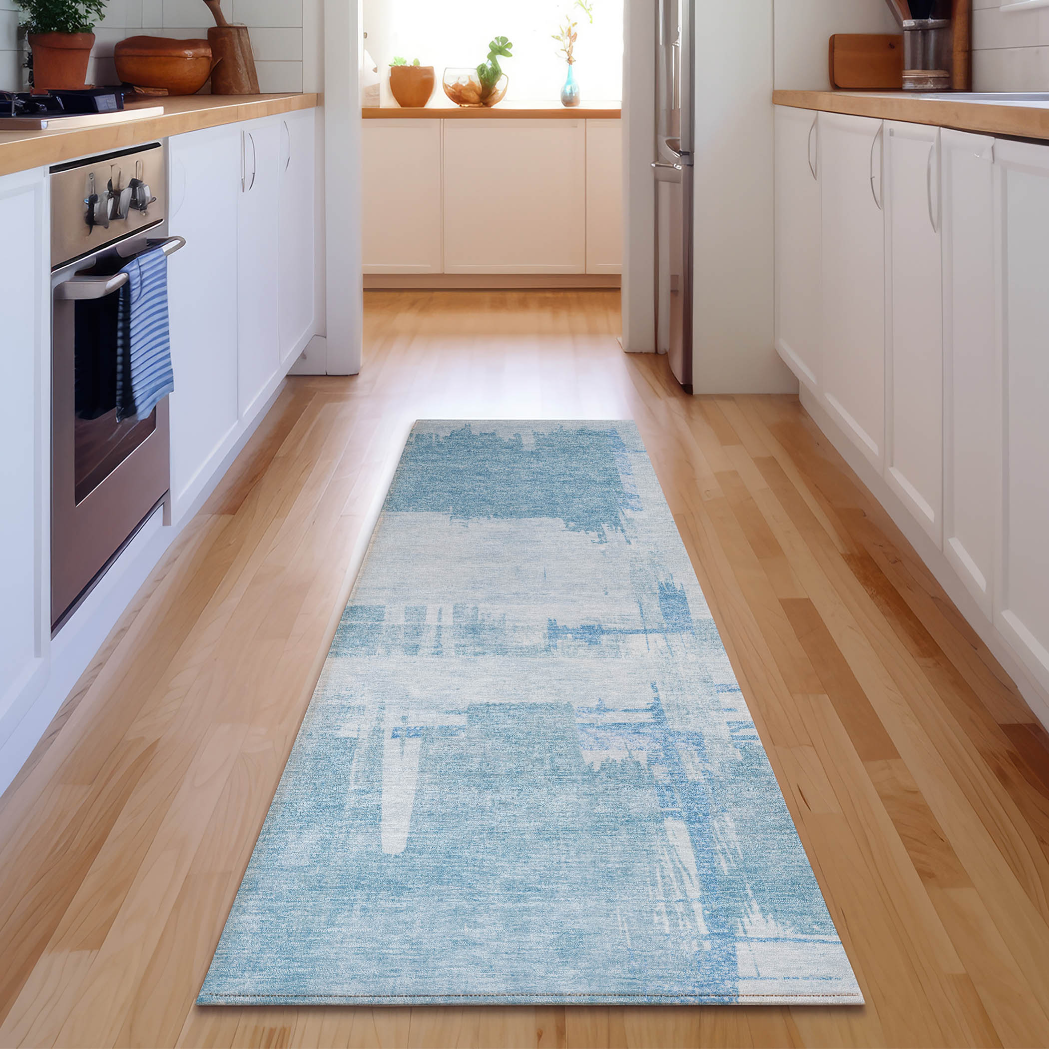 Addison Rugs AMF624SK2X8 Mayfield AMF624SK 2 x 7 (ft) Polyester Sky Rectangular Indoor Abstract Machine washable Runner rug