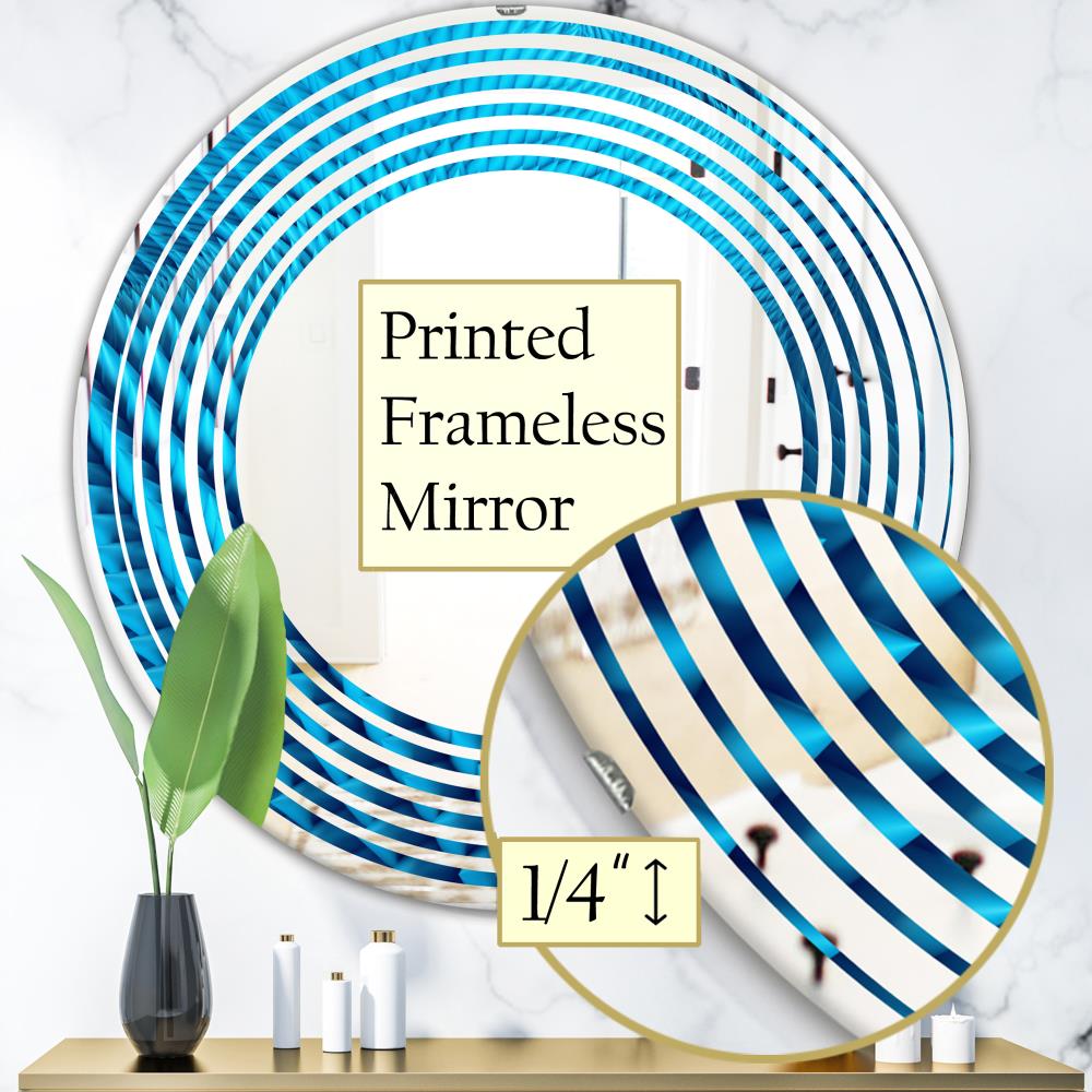 Designart Designart Mirrors 24-in W x 24-in H Round Blue Polished ...