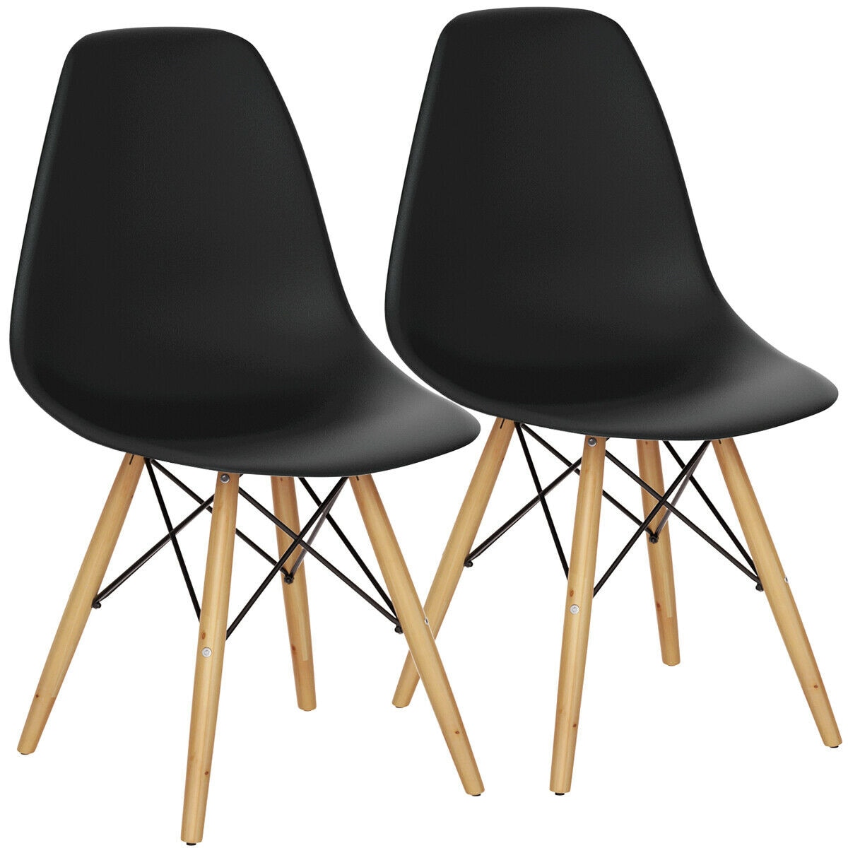 WELLFOR HW-HWY1-65771BK-2 Set of 2 RT Chairs Contemporary/Modern Dining Side Chair (Wood Frame)