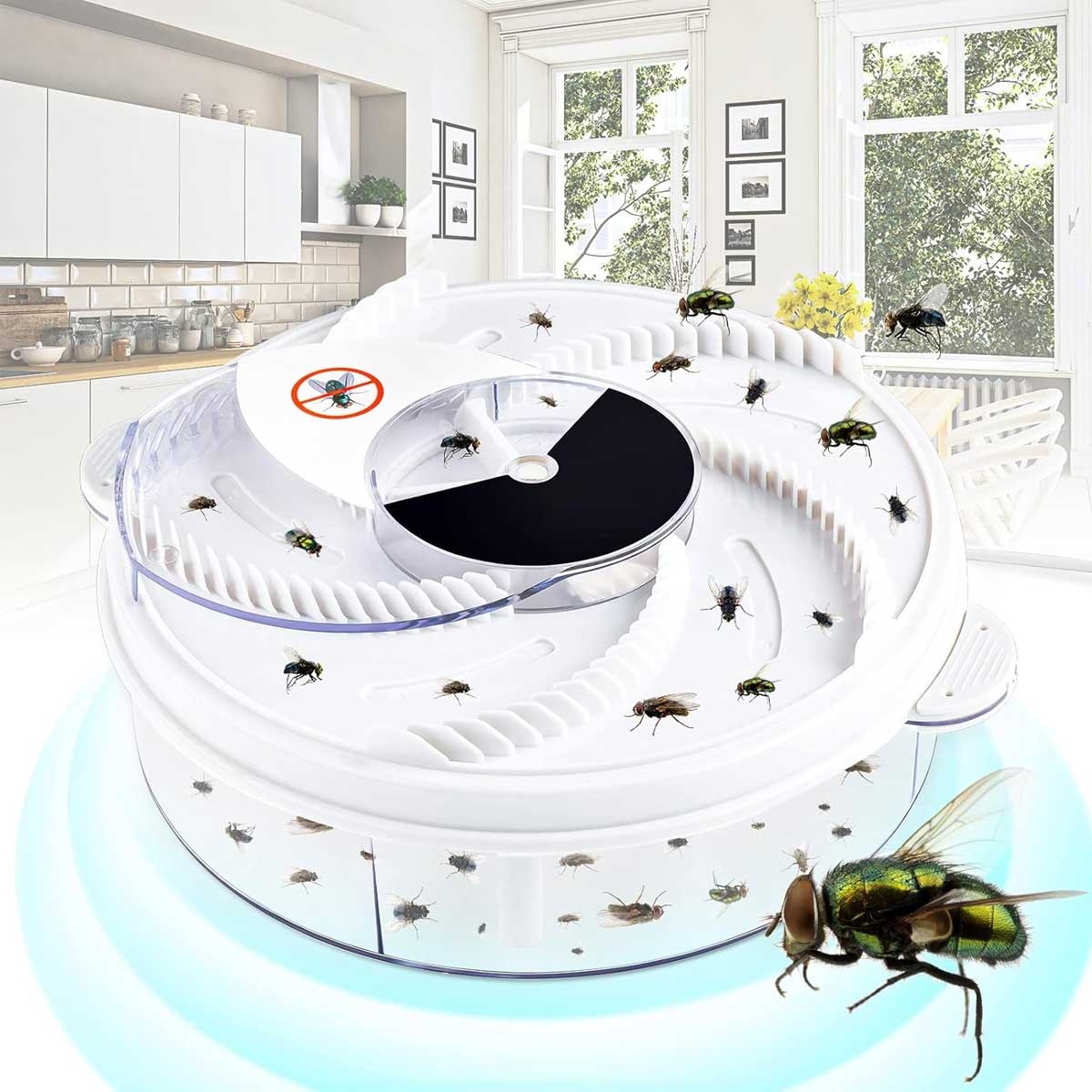 Aoibox LABZB0826028 Electric Fly Trap Indoor Pest Control Device for Flies Gnats and Flying Insects Automatic USB Powered for Kitchens Living Rooms Farms and Patios White