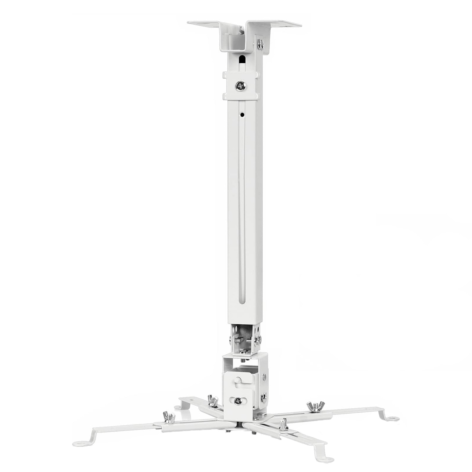 Etokfoks  adjustable projector ceiling and wall mount 3 in 1 universal bracket extension pole white steel holds 40 lb tilt and swivel arms
