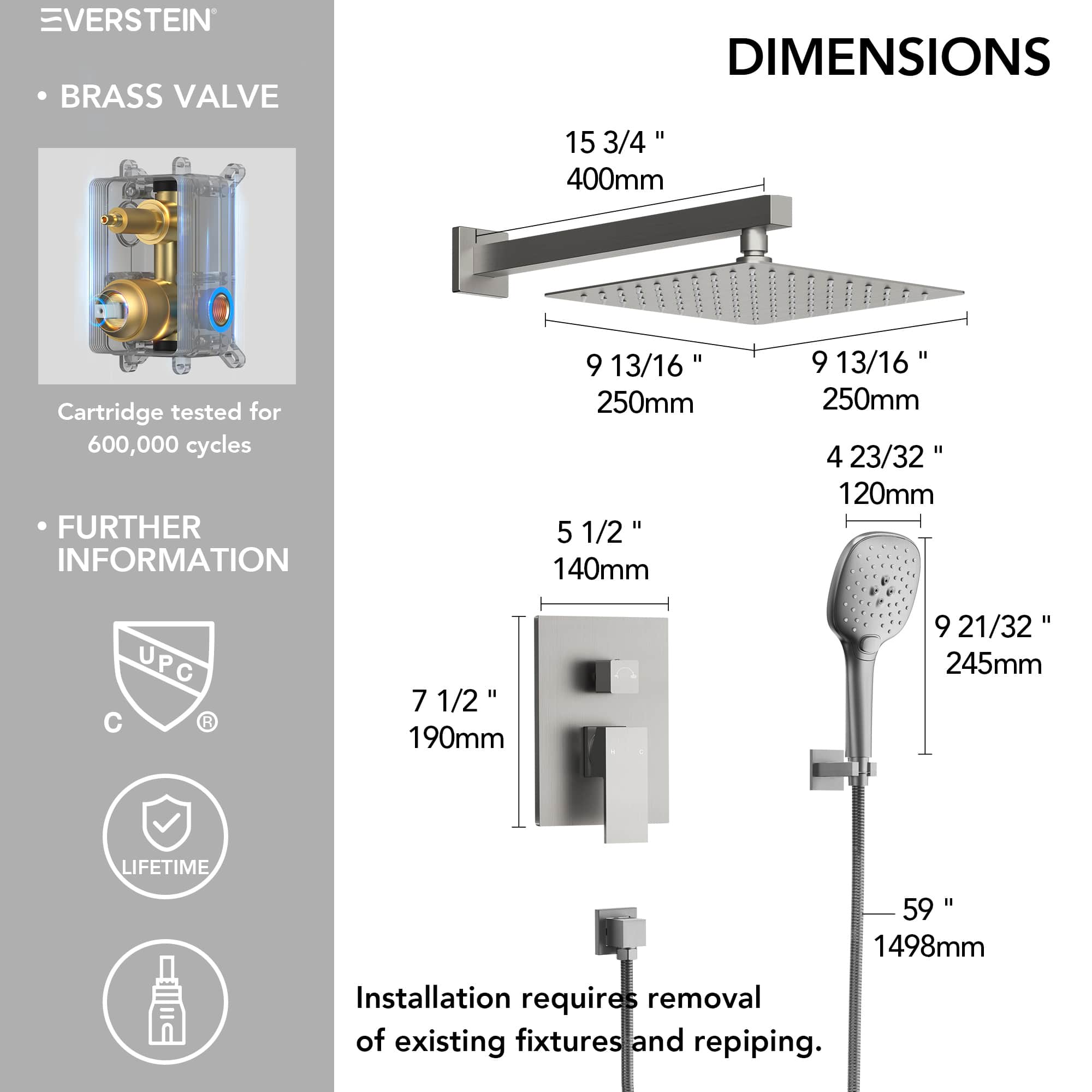 EVERSTEIN M6646NI-10BL Tub-Shower-Faucets - View #11