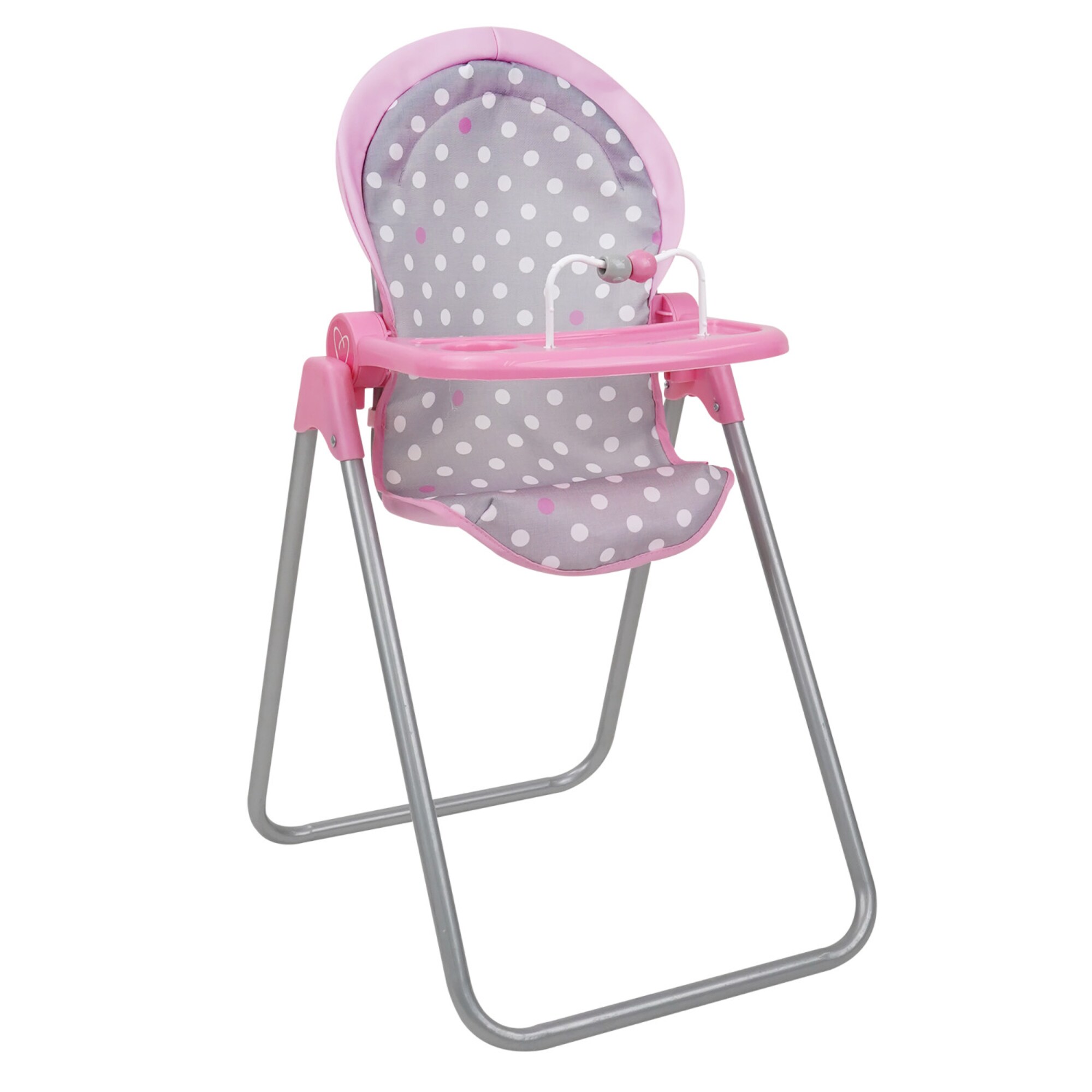 Cotton Candy Pink and Gray Polka Dot Doll Highchair