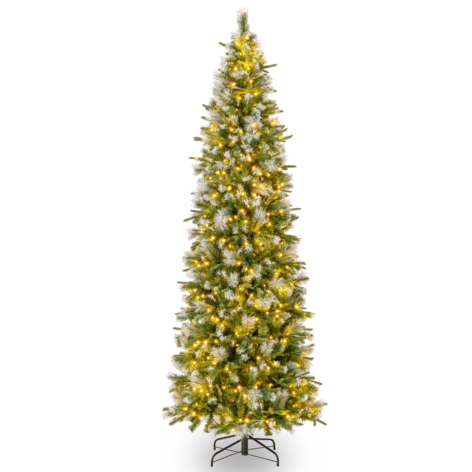 Slickblue 9 ft PE PVC Mixed Branch Pre-lit Full Indoor Green Artificial Christmas Tree with App Controlled LED Lights