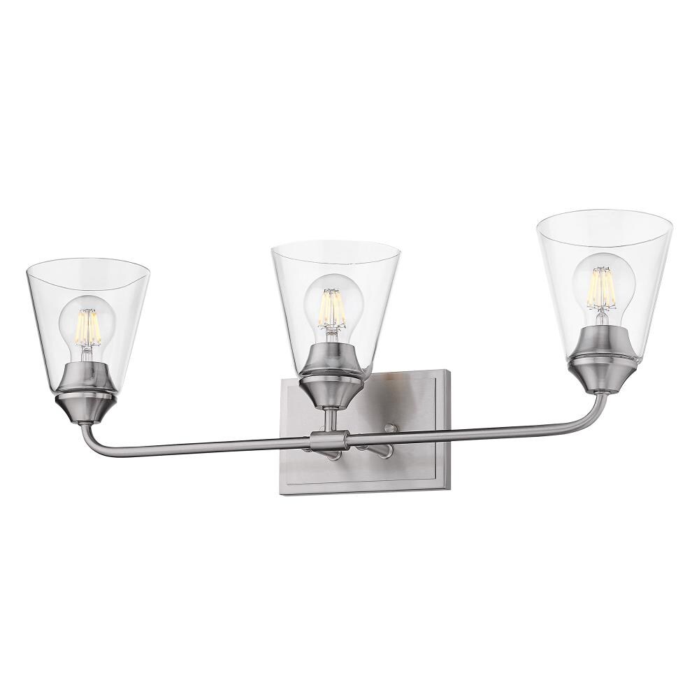 Golden Lighting 2120-BA3 PW-CONE-CLR Ormond 3-Light Pewter Transitional Vanity Light