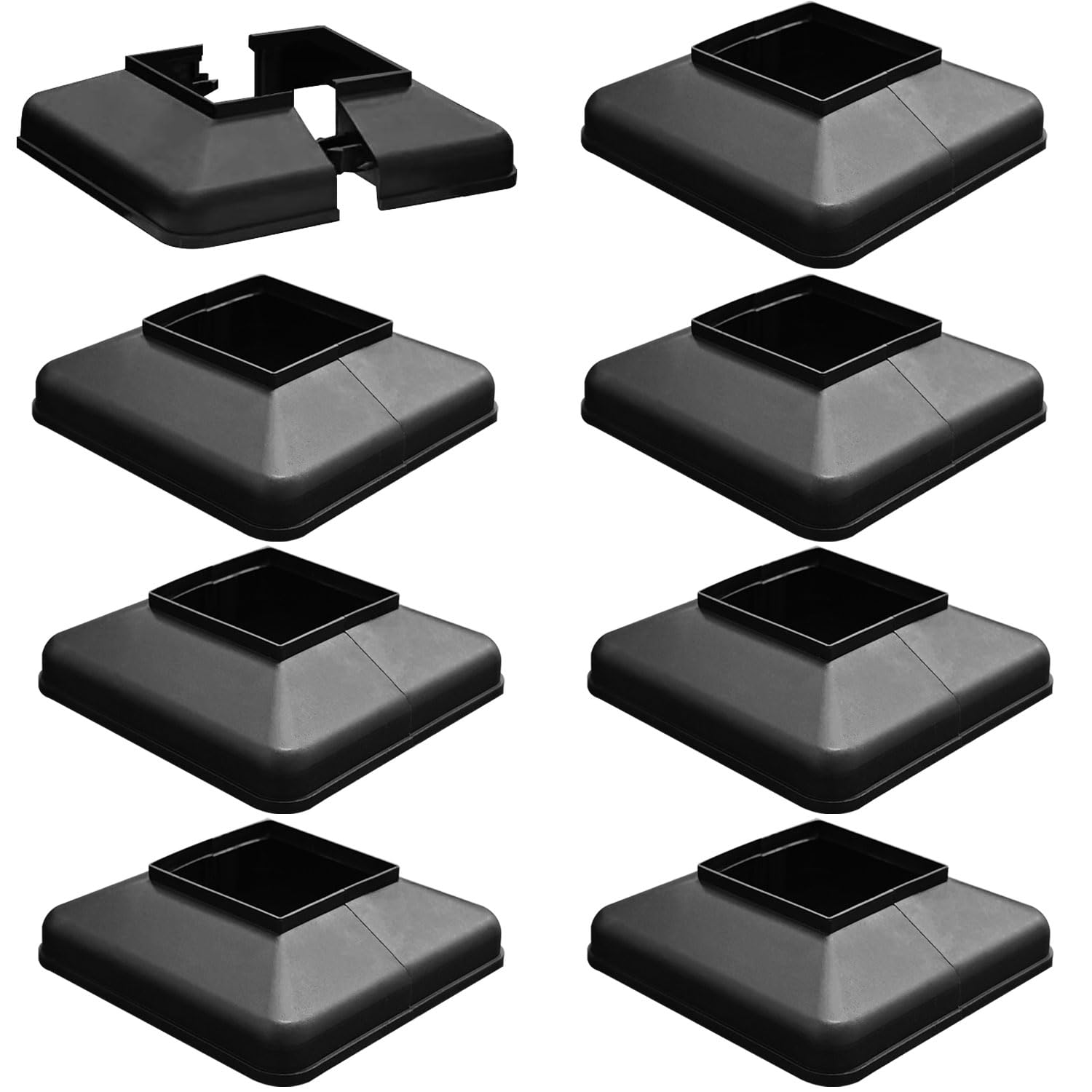 Phyfalip  Plastic Lower Post Base Cover Decorative Square Railing Base Trim Durable Fence Post Flange Skirt for Patio Porch Stair and Railing