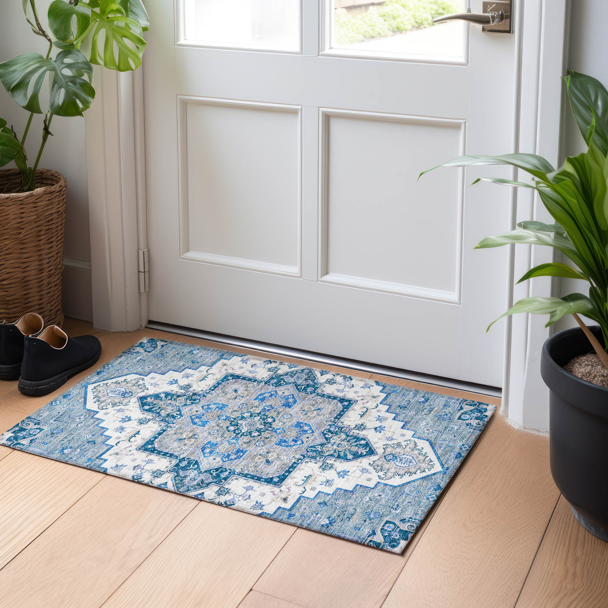Addison Rugs ACN1036BU20X30 Chantille ACN1036BU 2 x 3 (ft) Blue Rectangular Indoor/Outdoor Geometric Machine washable Pet Friendly Area rug