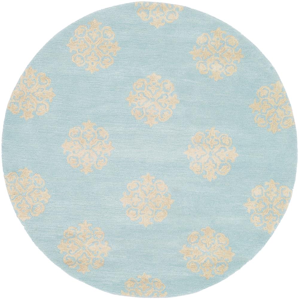 Safavieh SOH724A-6R Soho Hue 6 x 6 (ft) Tufted Wool Turquoise/Yellow Round Indoor Abstract Farmhouse/Cottage Area rug