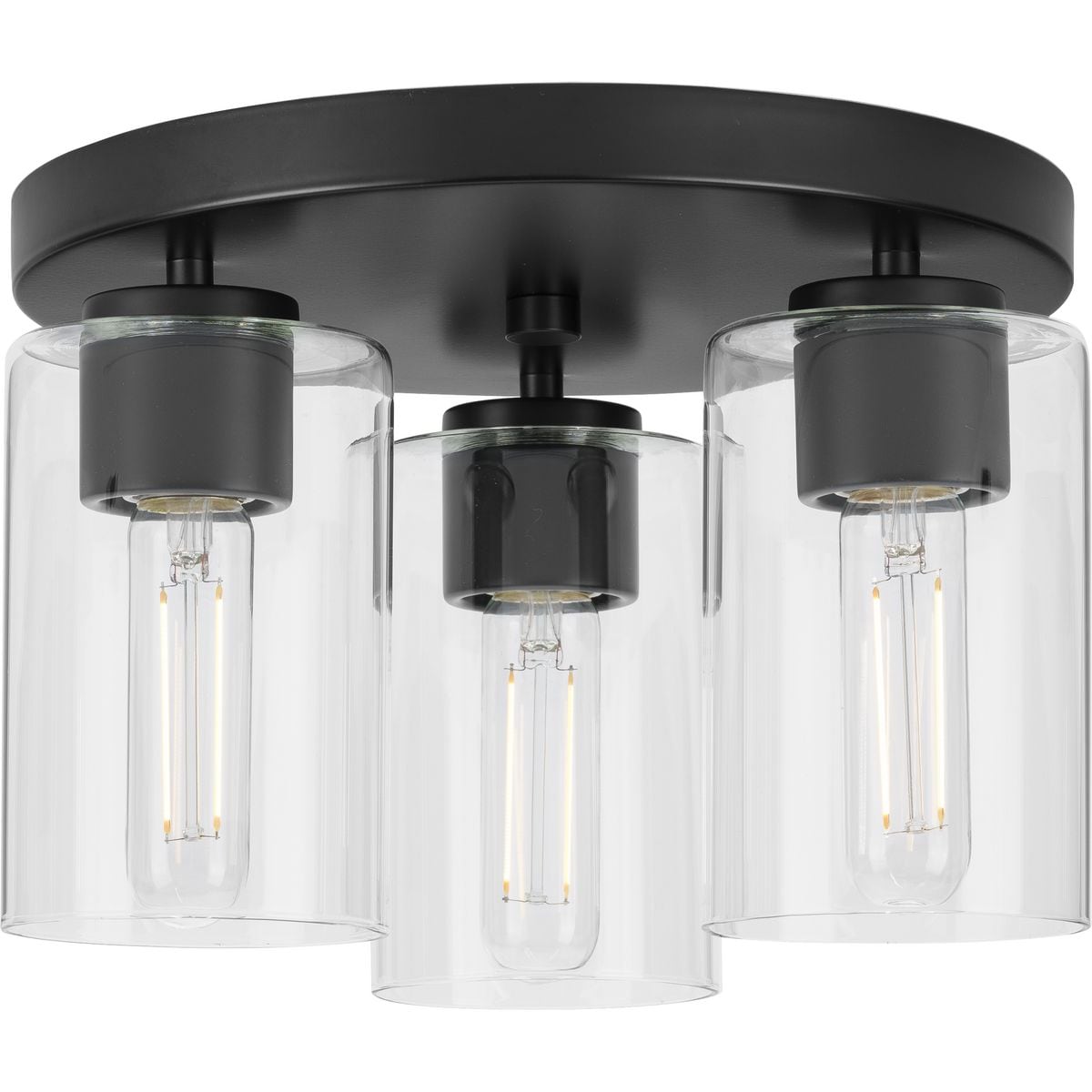 Progress Lighting P350237-31M Cofield 3 -Light 12-in Matte Black Flush Mount Light