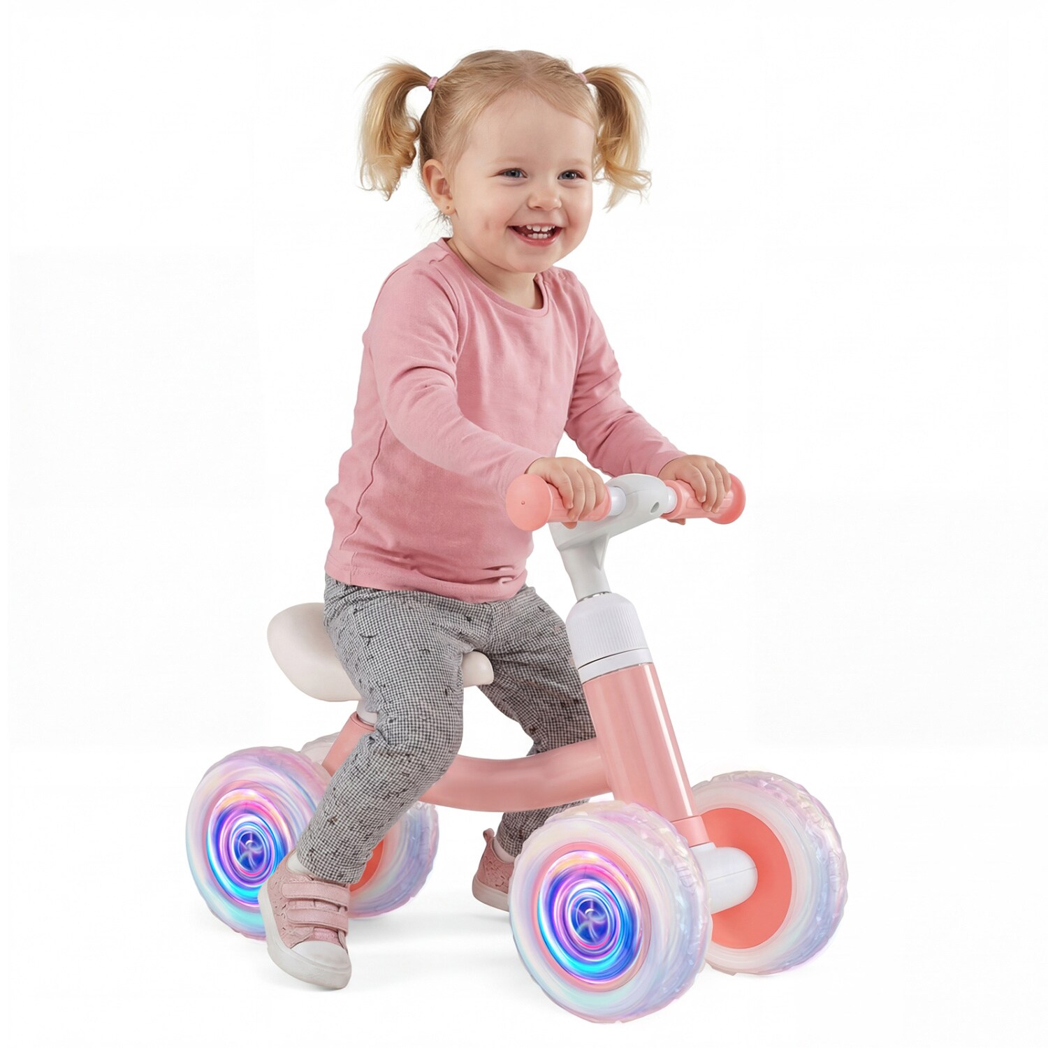 Slickblue Kids Balance Bike with Light Up Wheels Adjustable Seat and Handlebar for Indoor or Outdoor Use - Availalbe in Different Colors
