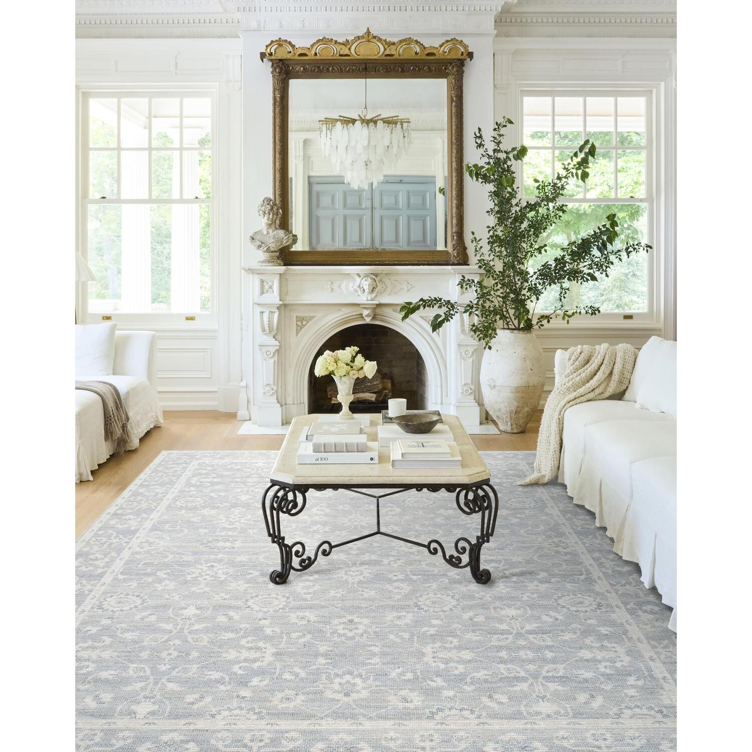 Livabliss NBAS2302-27710 x Nabela Noor Home Asha 3 x 8 (ft) Flatweave Sky Blue/Off-White Rectangular Indoor Medallion Global Pet Friendly Runner rug