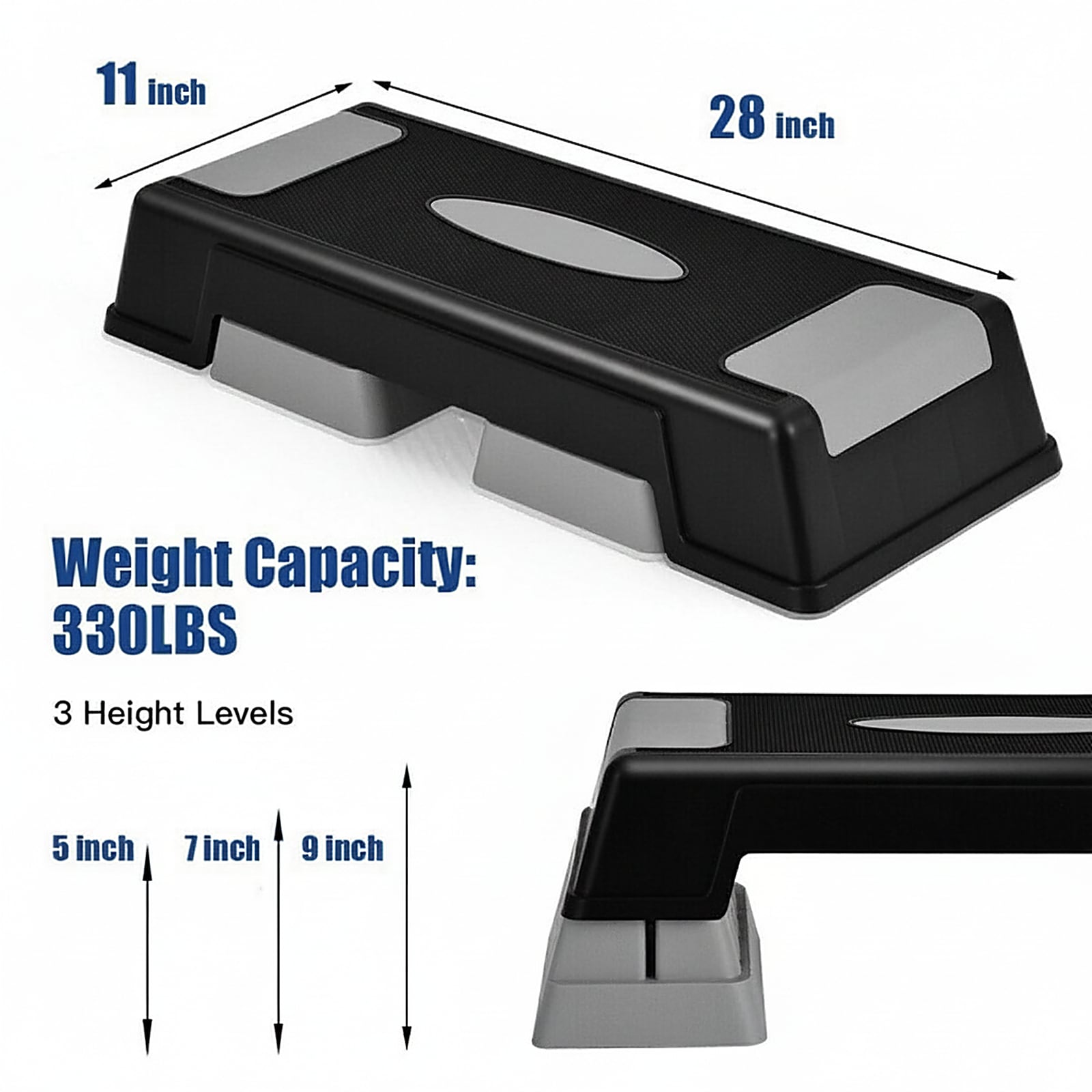 SUGIFT Aerobic Exercise Stepper Platform 3 Adjustable Heights 5-in 7-in ...