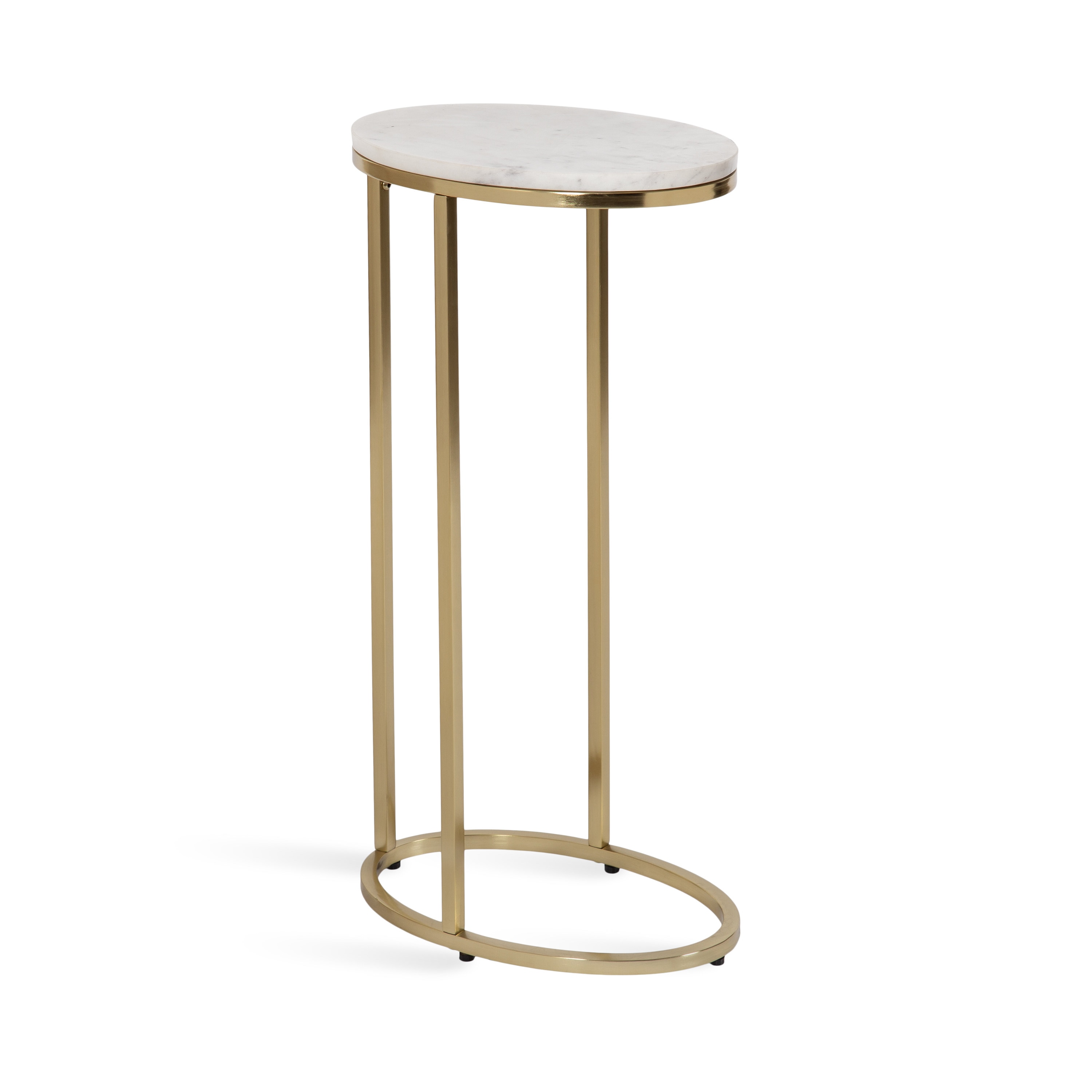 Kate and Laurel 224906 Natalli 14.00-in W x 27.50-in H Gold Granite/Marble Oval Glam End Table Assembly Required