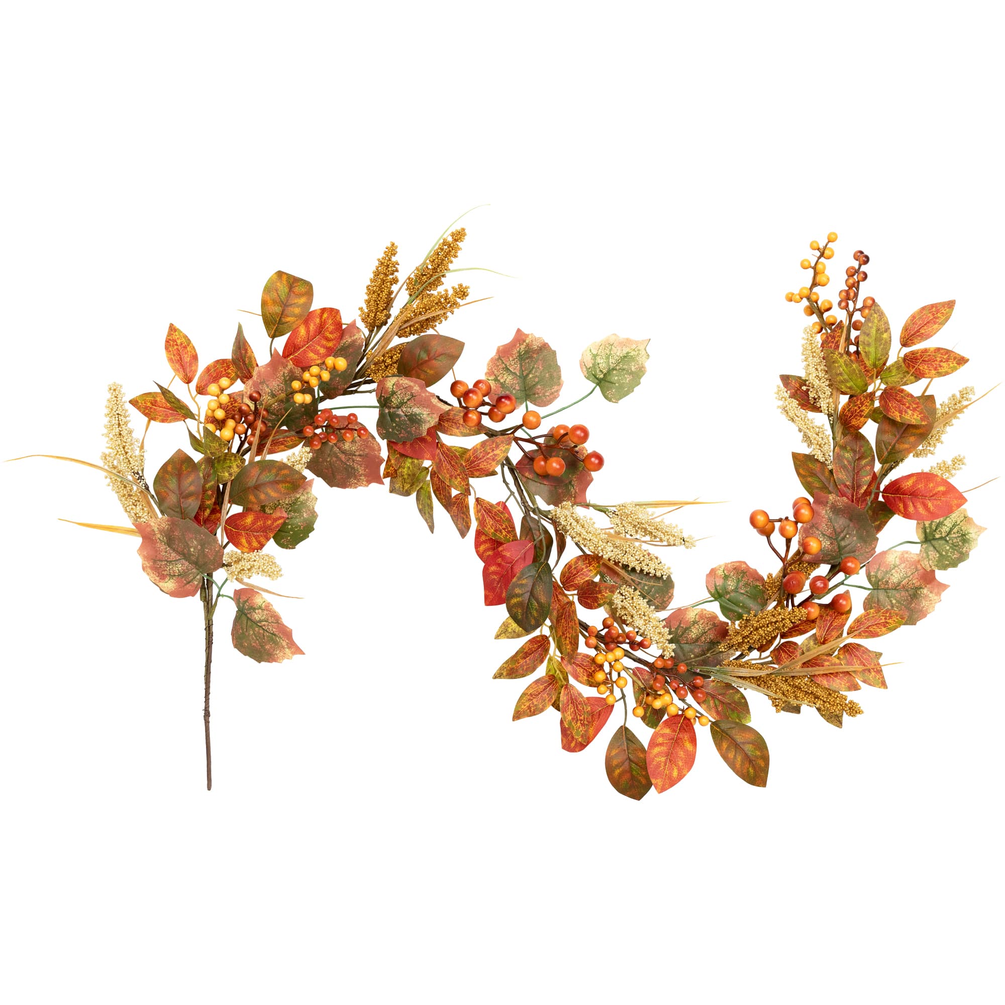 Northlight Autumn Leaves and Berries Artificial Fall Harvest Garland ...