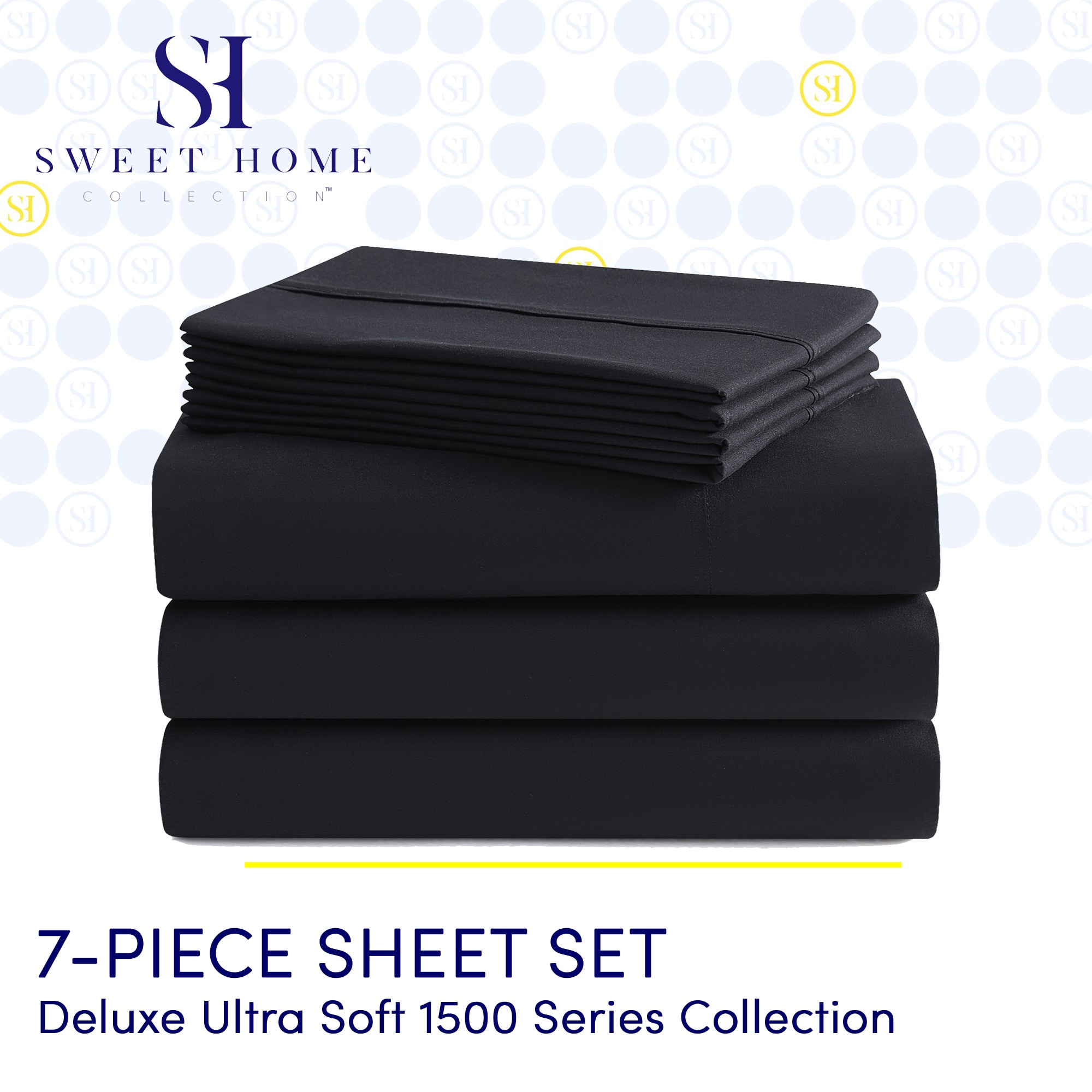 Sweet Home Collection LOW-7P-SH-SPK-BLK Sheet-Sets - View #2