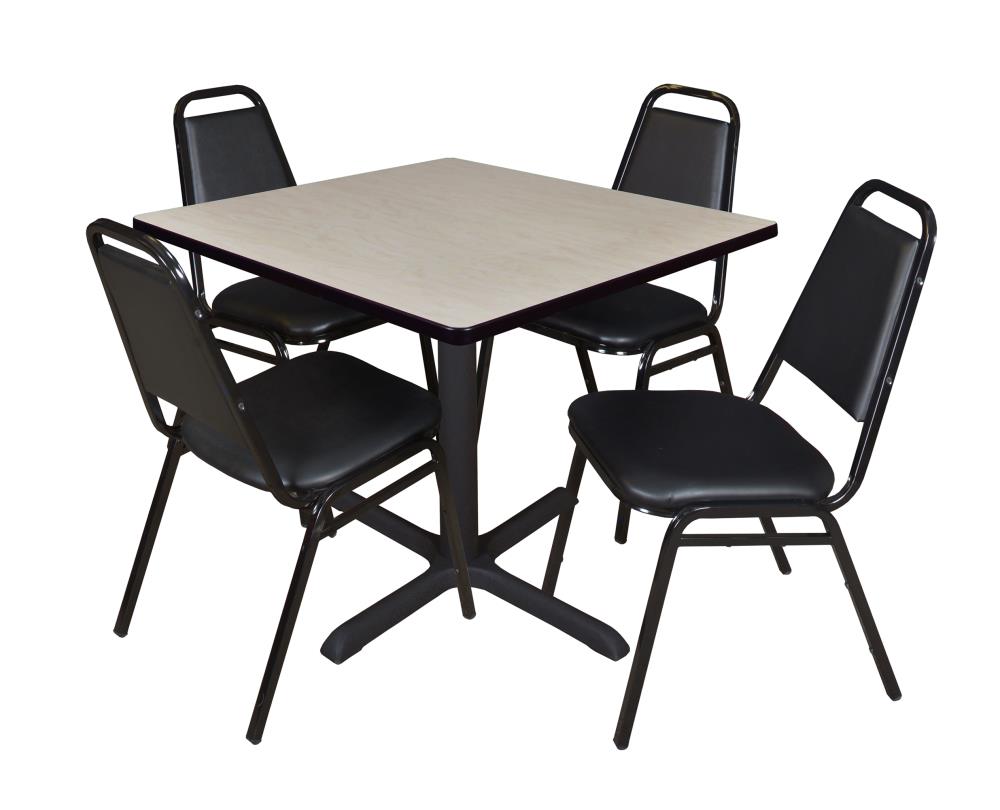 Regency Cain Square Breakroom Table with 4 Stackable Restaurant Chairs 