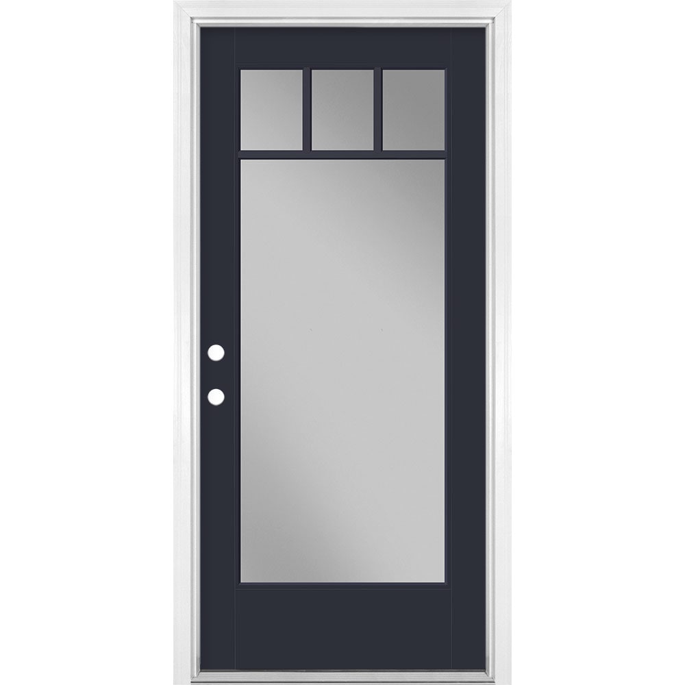 Masonite 1524542 36-in x 80-in x 4-9/16-in Fiberglass Full lite Right-hand inswing Eclipse Painted Prehung Front Door with Brickmould Insulating core