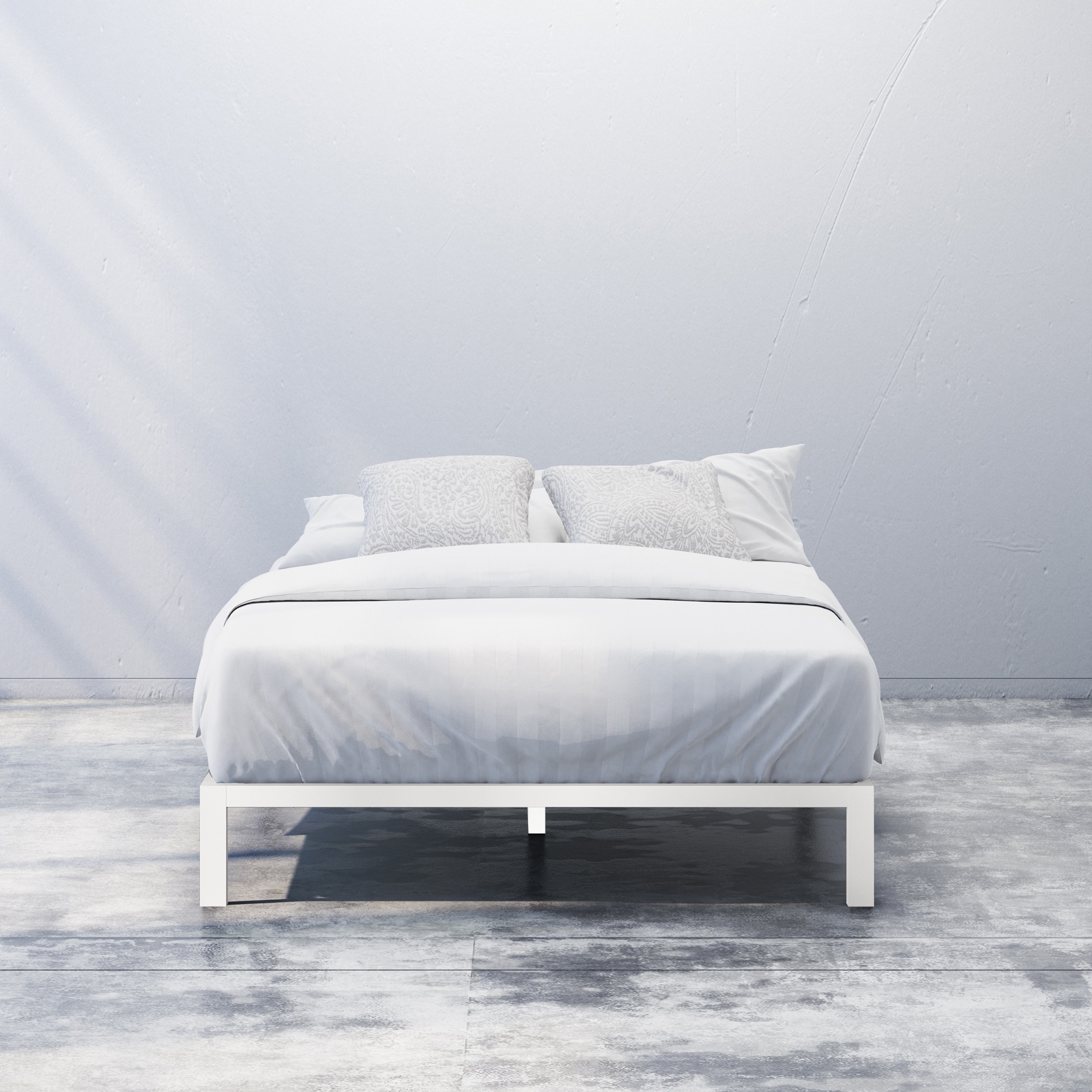 Zinus White Full Metal Bed Frame In The Beds Department At Lowes.com