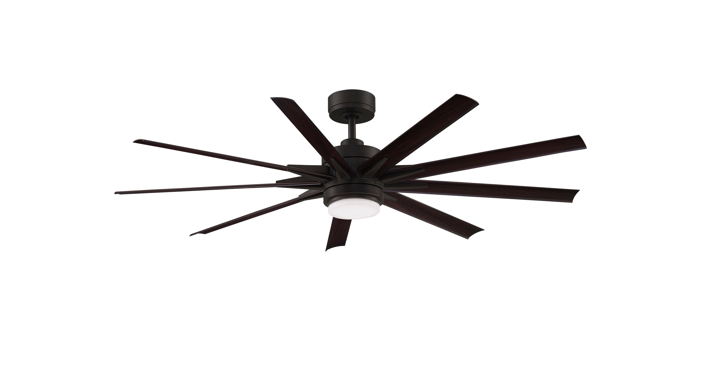 Odyn Custom 64-in Dark Bronze Color-changing LED Indoor/Outdoor Smart Ceiling Fan with Light Remote (9-Blade) Walnut | - Fanimation FPD8152DZW-64DWAW