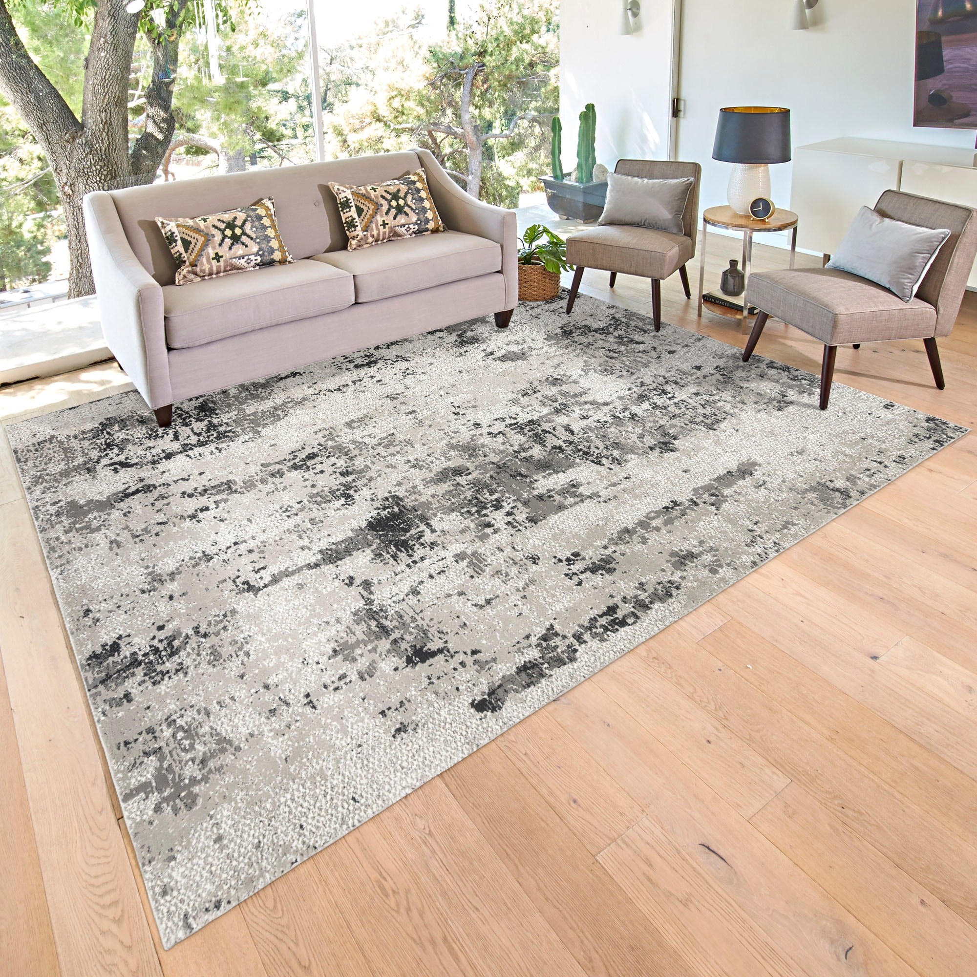 GERTMENIAN 29946 5 x 7 (ft) Polypropylene Gray Rectangular Indoor Abstract Area rug