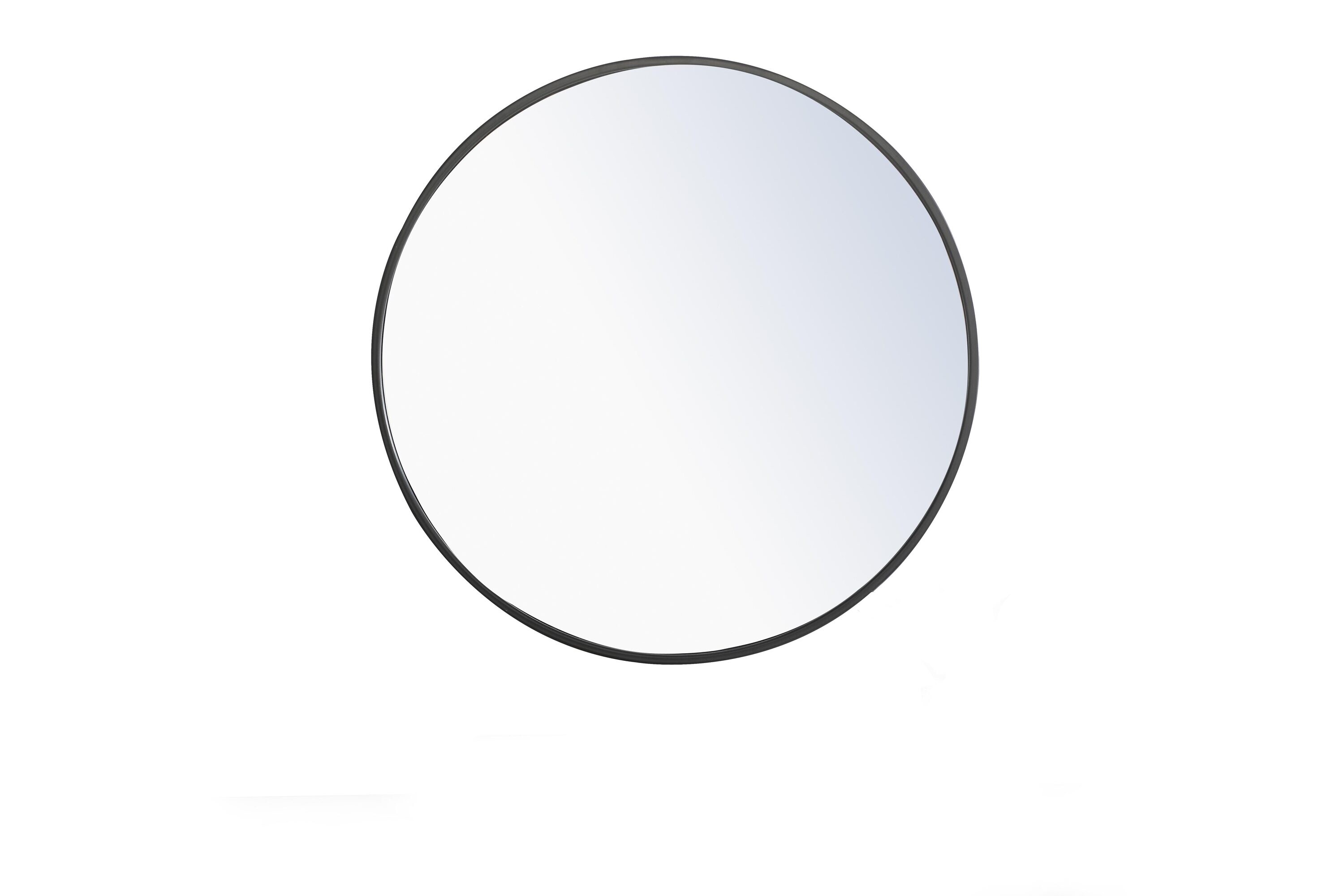 Simply Living Home Elysian Metal Frame Round Mirror 24 inch Black Finish