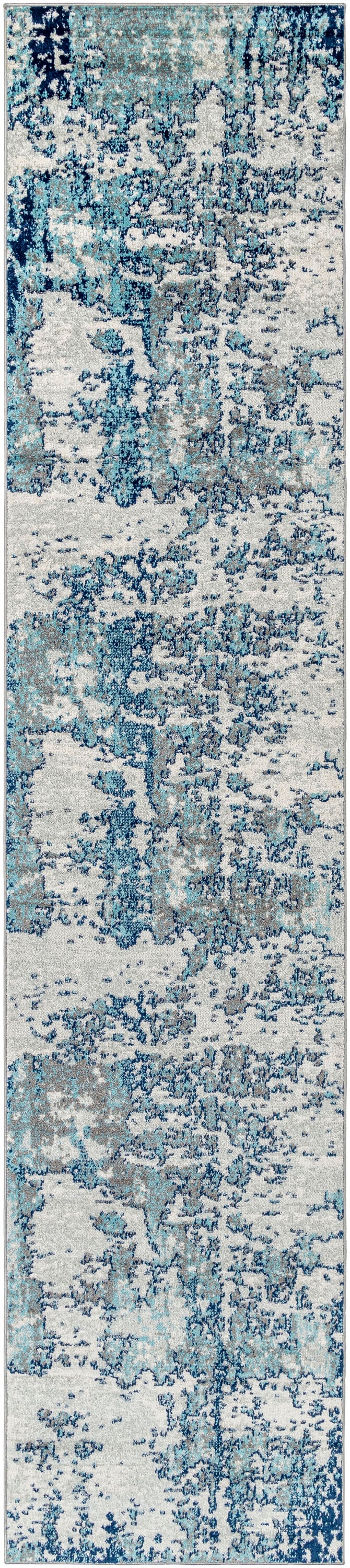 Livabliss SUN2300-2712 Sunderland 3 x 12 (ft) Polypropylene Blue Rectangular Indoor Abstract Mid-Century Modern Area rug