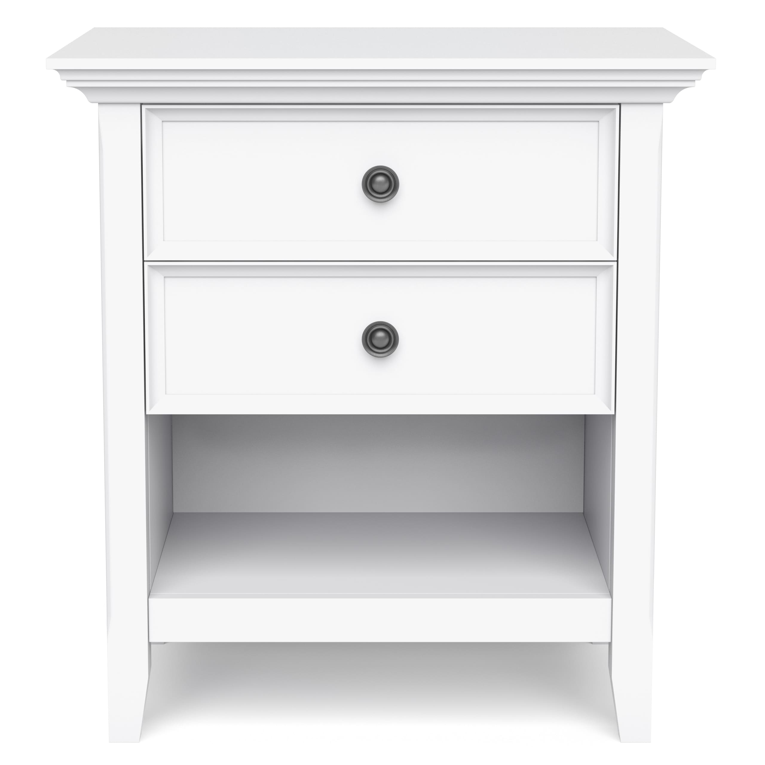 Amherst Solid Wood White 2-Drawer Bedside Table