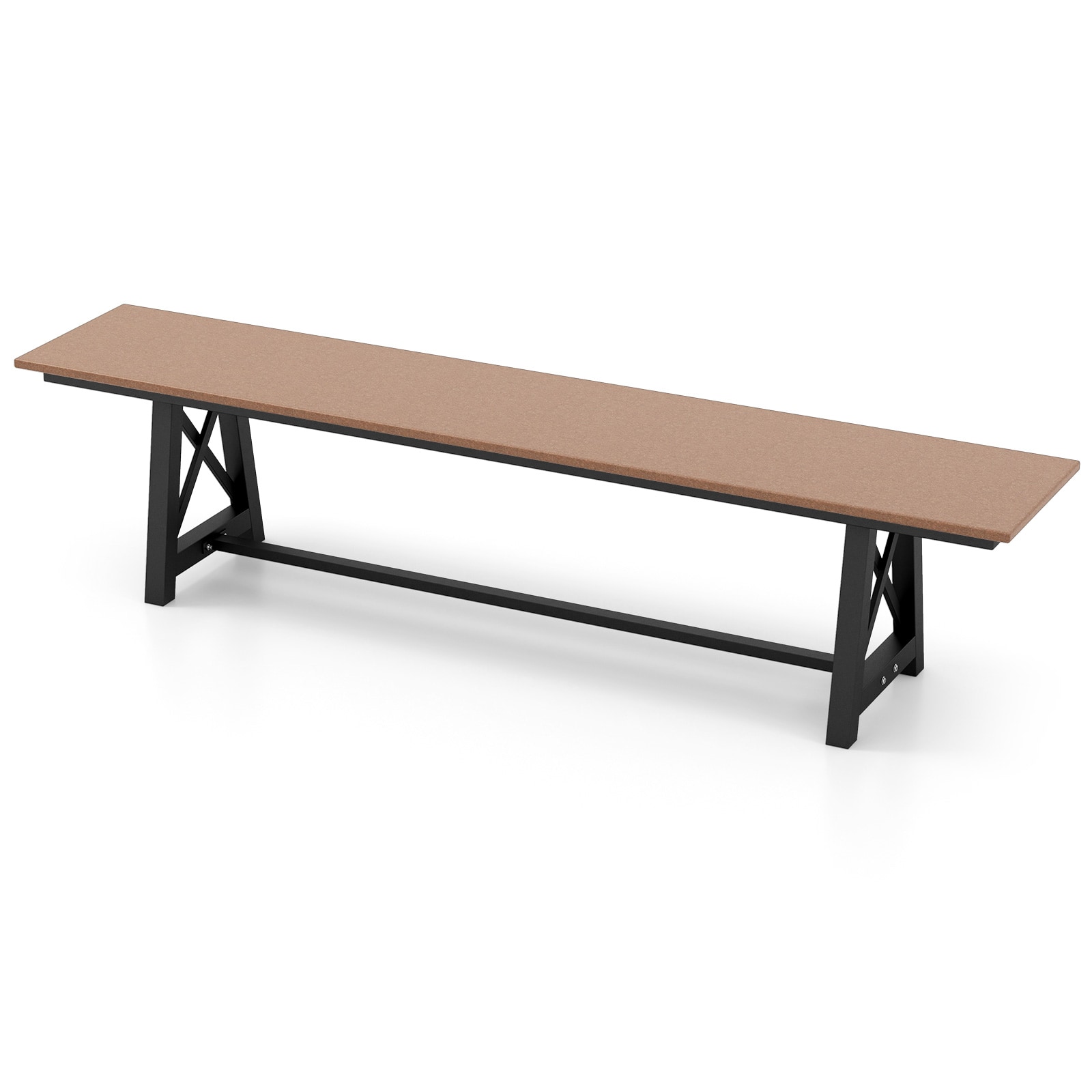 WELLFOR OUGN67395 72-Inches W x 16-Inches H Brown and Black Steel Garden Bench
