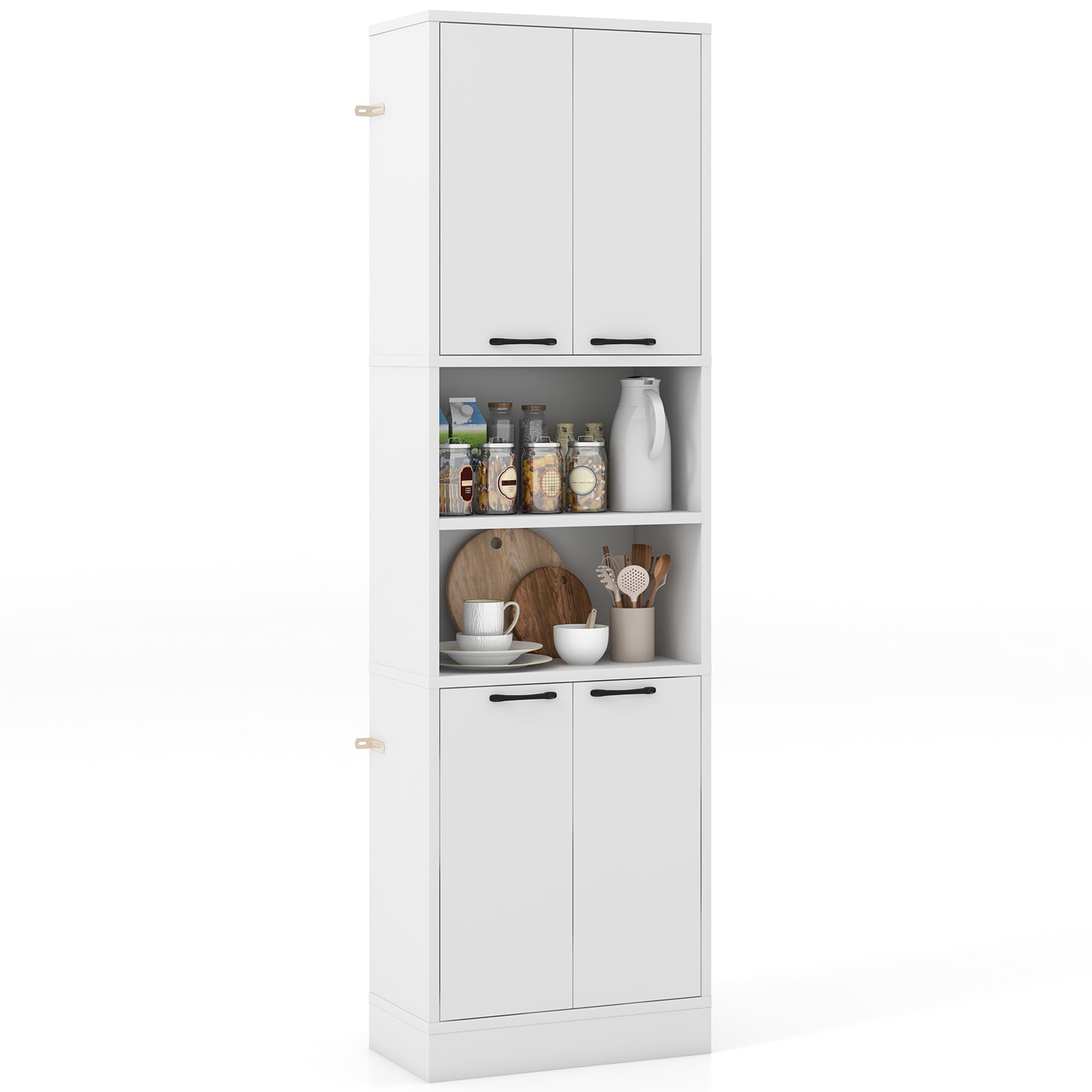 Volenca 22-in W x 75-in H Composite 4-Door Kitchen Pantry Cabinet with Open Side Shelves