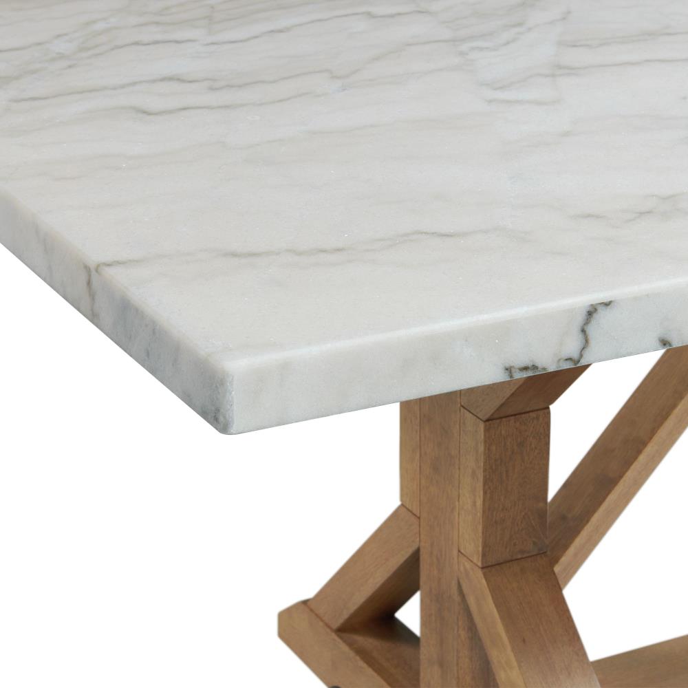 Picket house liam white marble deals natural rubberwood round dining table