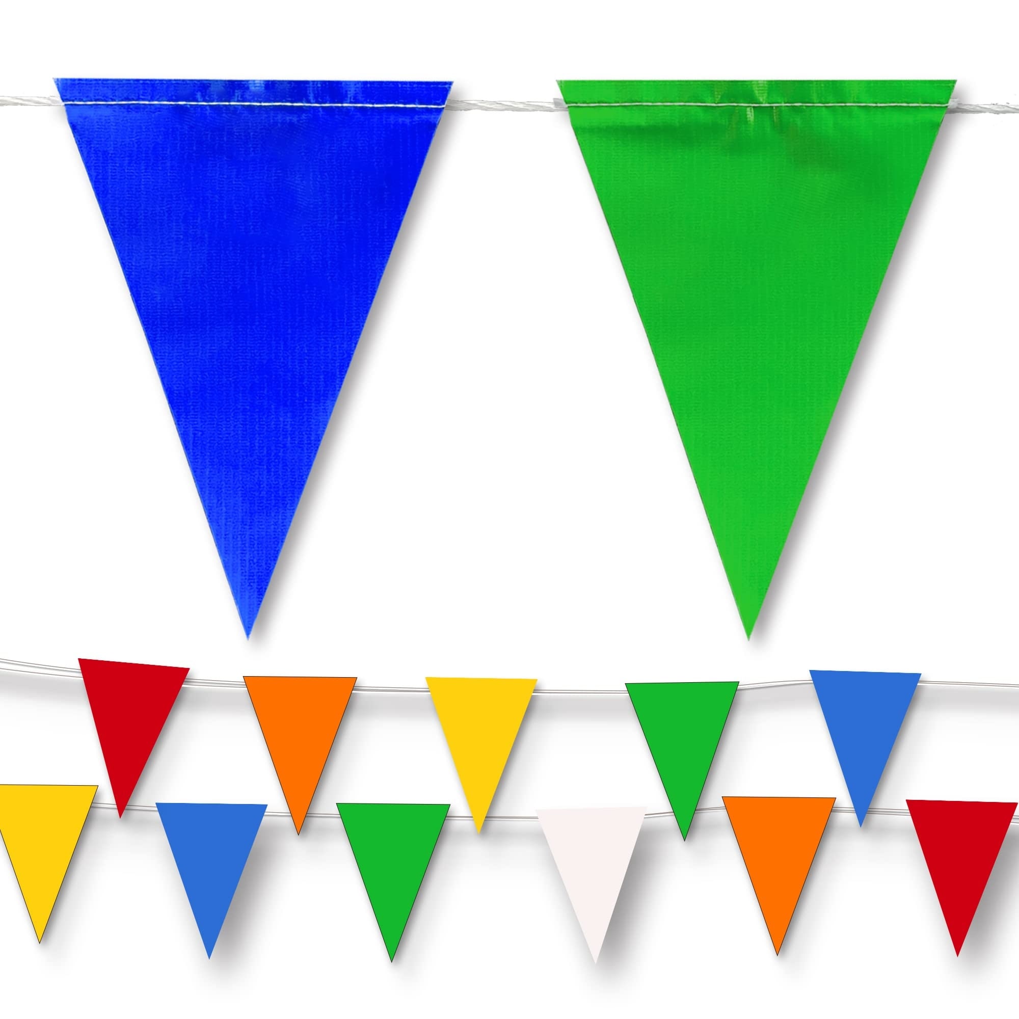 Afoxsos 102FT Multicolor Pennant Banner Flags OSHA 500lb Rated Heavy Duty PVC Mesh Double Stitched Fade Resistant 1 Roll for Outdoor Use #LAF0416B14