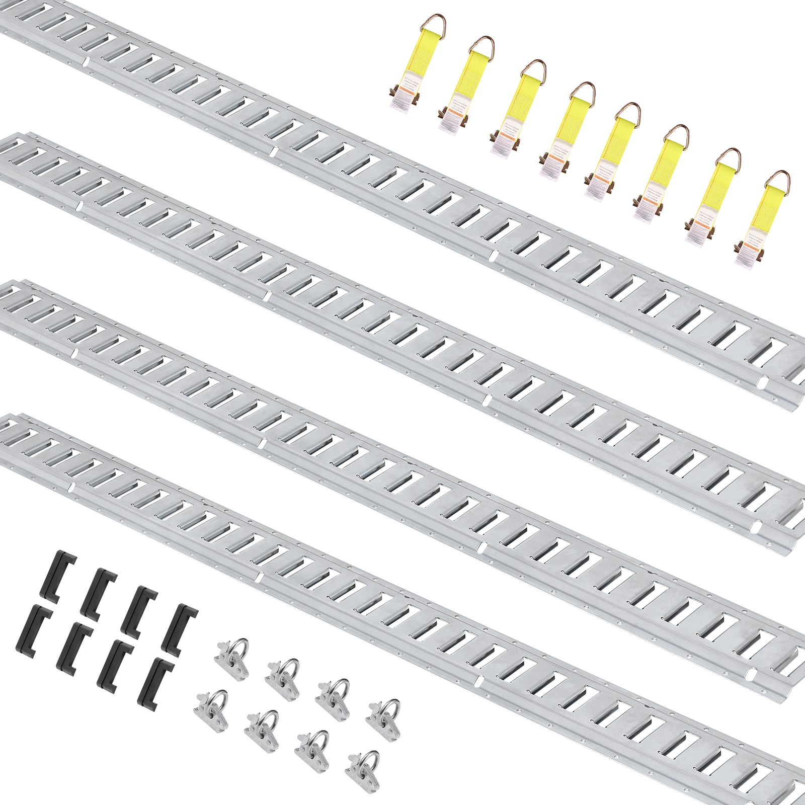 GIVIMO 5-ft 24-Piece E-Track Tie-Down Rail Kit Steel Cargo Securement with O-Ring Anchors and D-Ring Tie-Offs 2000-lb