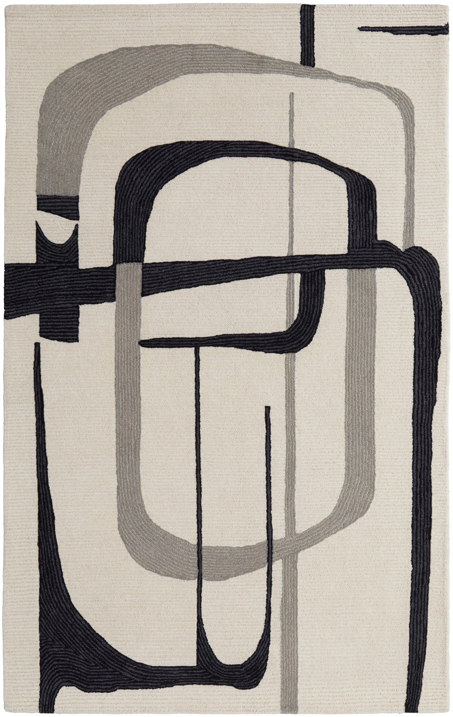 Room Envy MGRR8905IVYBLKP00 2 x 3 (ft) Tufted Wool Ivory/Gray/Black Rectangular Indoor Abstract Area rug
