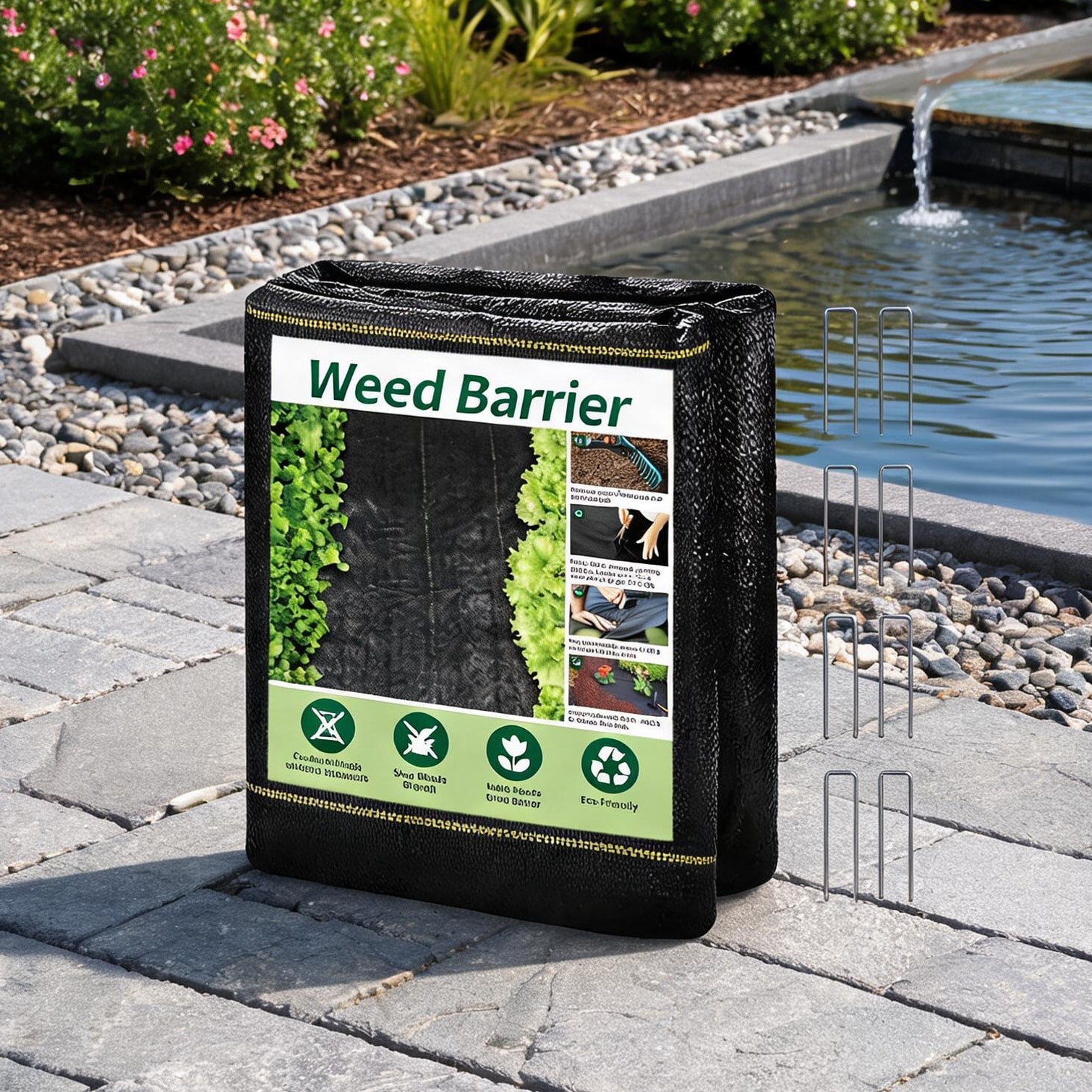 BBabe Outdoor Garden Weed Control Fabric Heavy-Duty Woven Polypropylene 8 ft x 300 ft Black