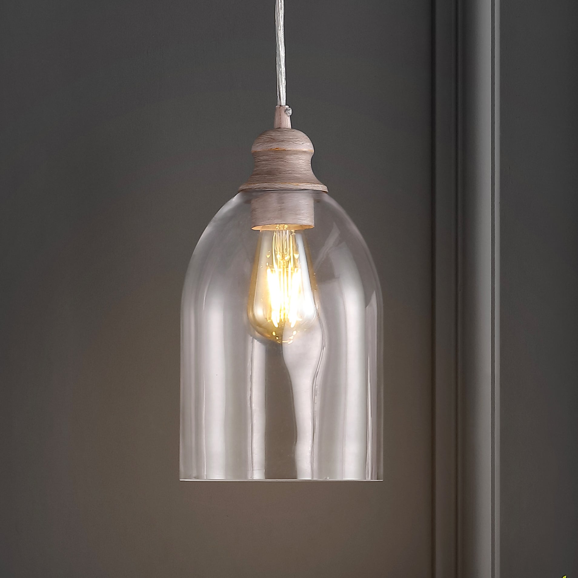 Fontaine 6.25" Adjustable Greige Glass LED Pendant Light