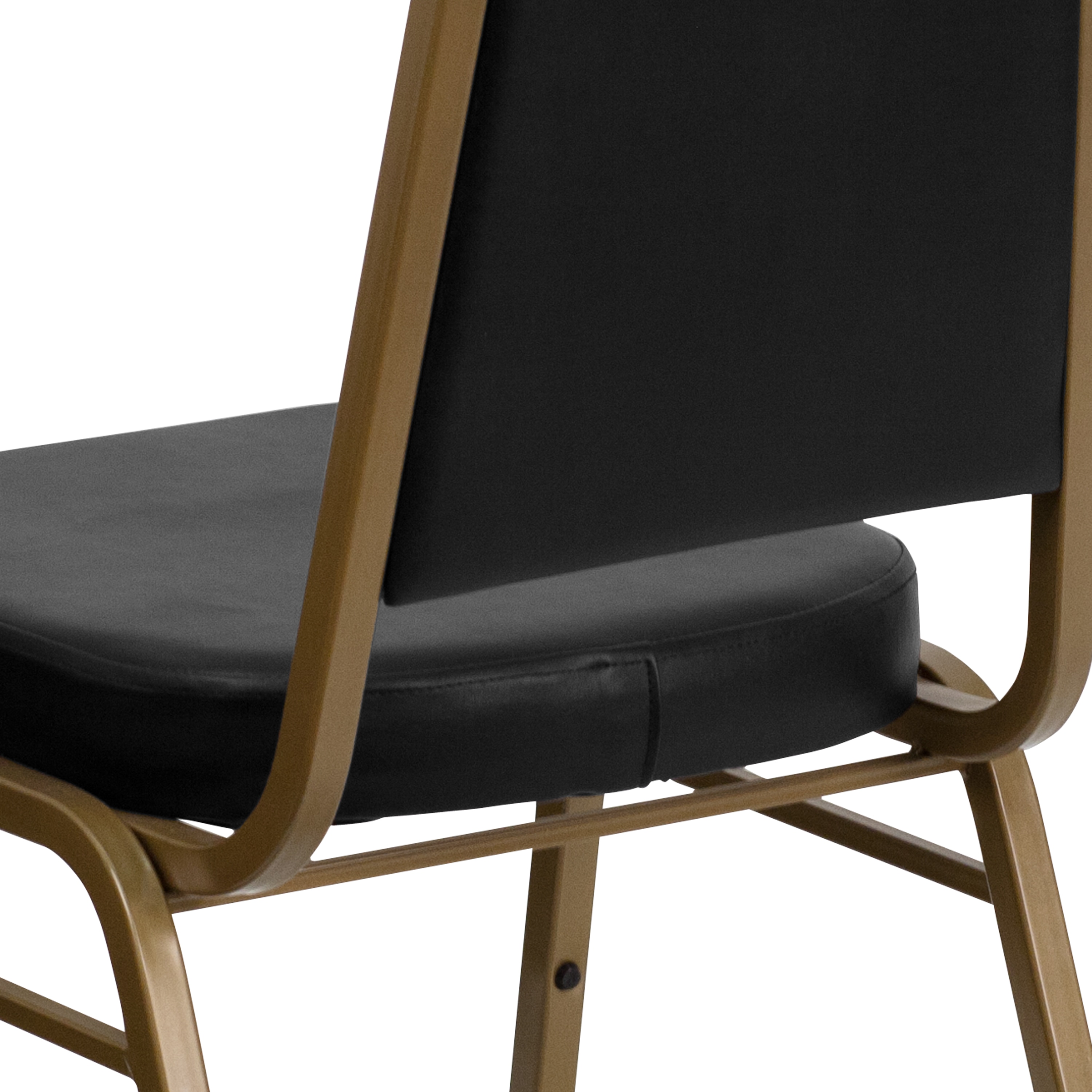 Black Vinyl and Gold Frame Stacking Banquet Chair