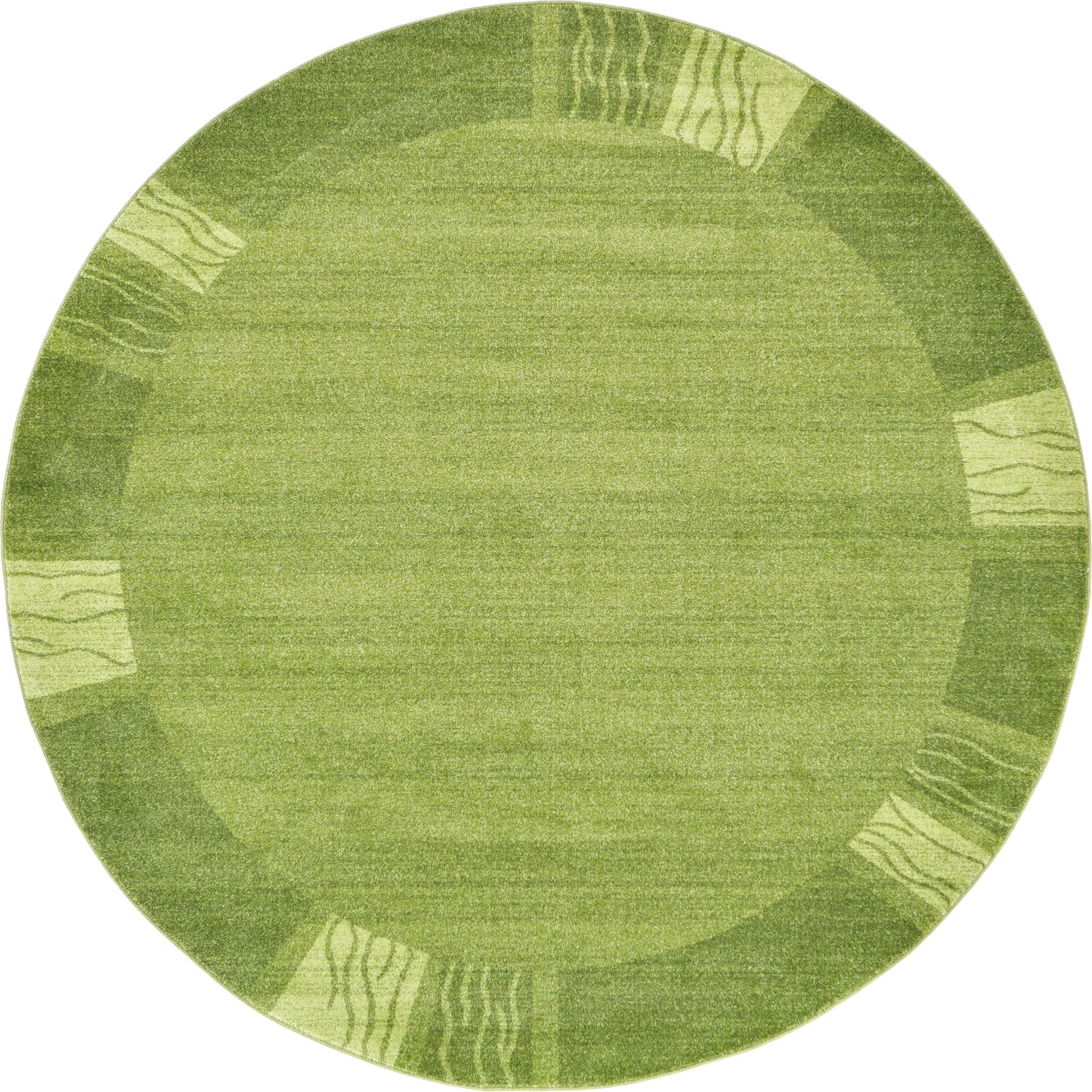 Unique Loom 3121681 Sarah Del Mar 8 x 8 (ft) Loomed Polypropylene Green/Beige Round Indoor Geometric Industrial Area rug