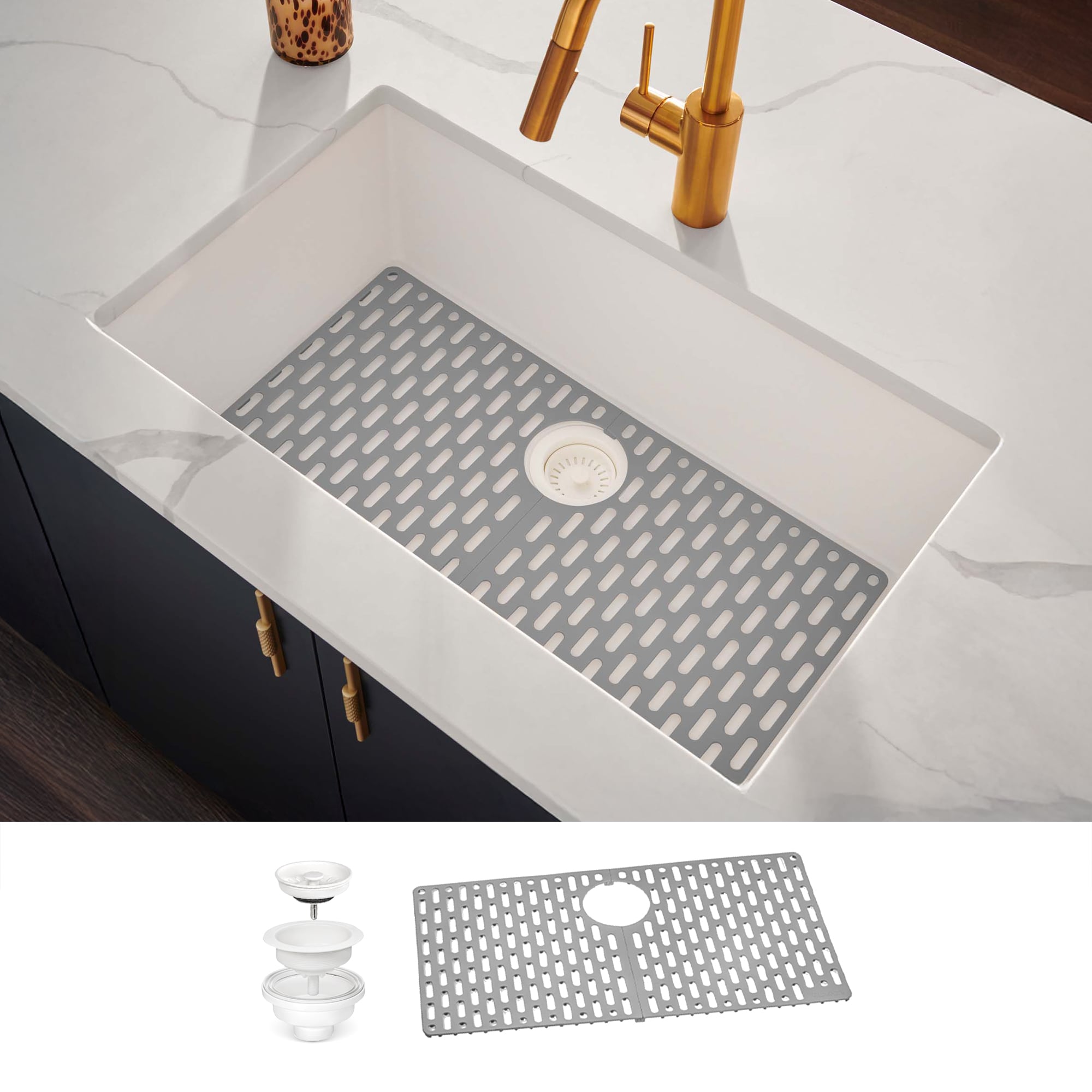 Ruvati RVG2080WH epiGranite Undermount 32-in x 19-in Granite Single bowl Kitchen Sink