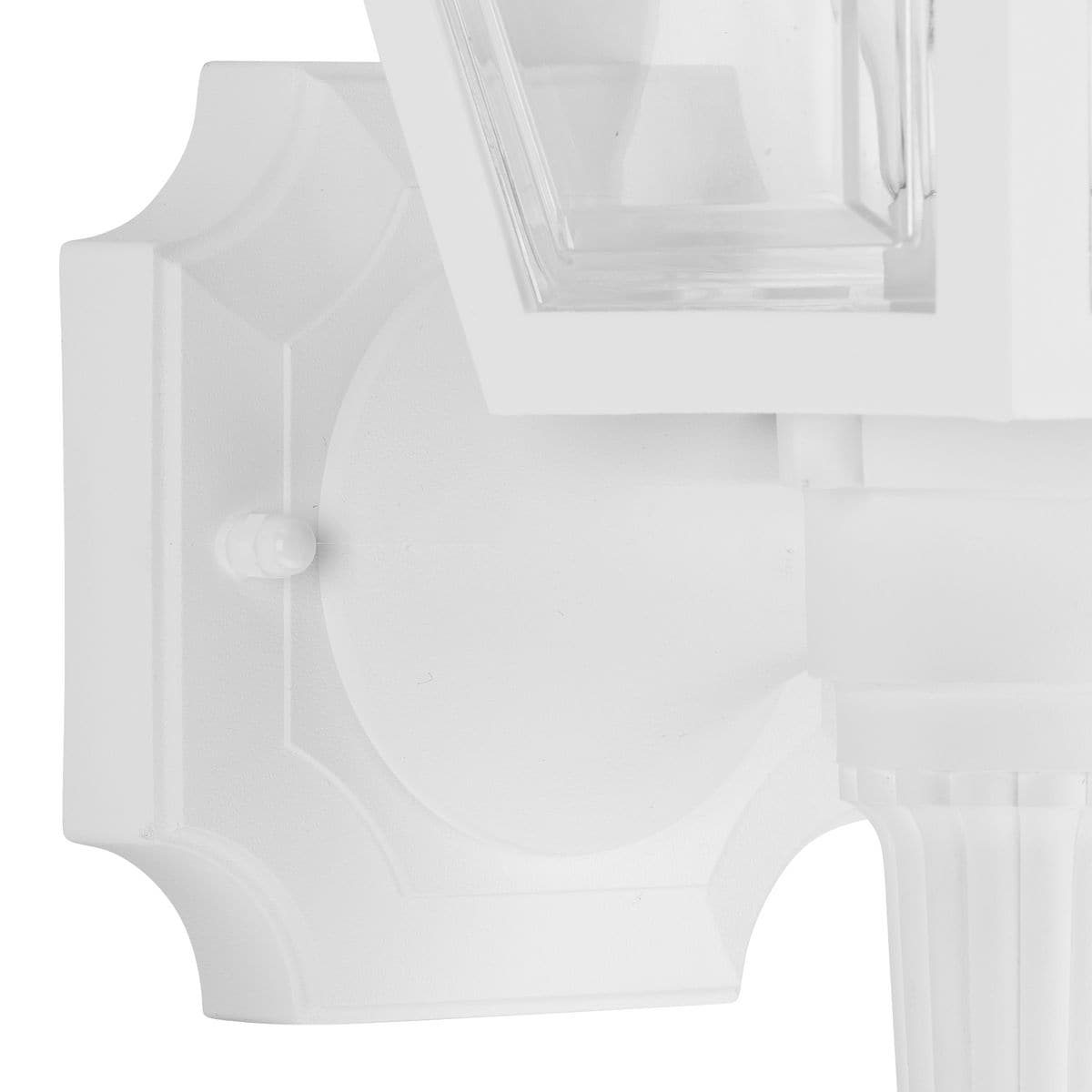 White Ribbed Mansard Roof Outdoor Wall Lantern with Clear Acrylic Panels