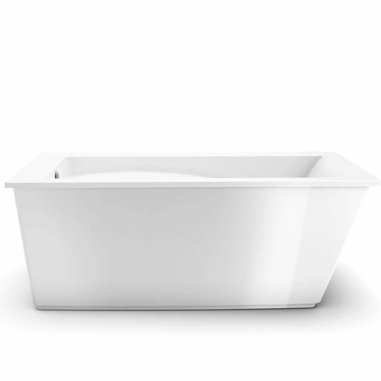 MAAX Optik 6032 F Acrylic Freestanding End Drain Bathtub in White with White Skirt
