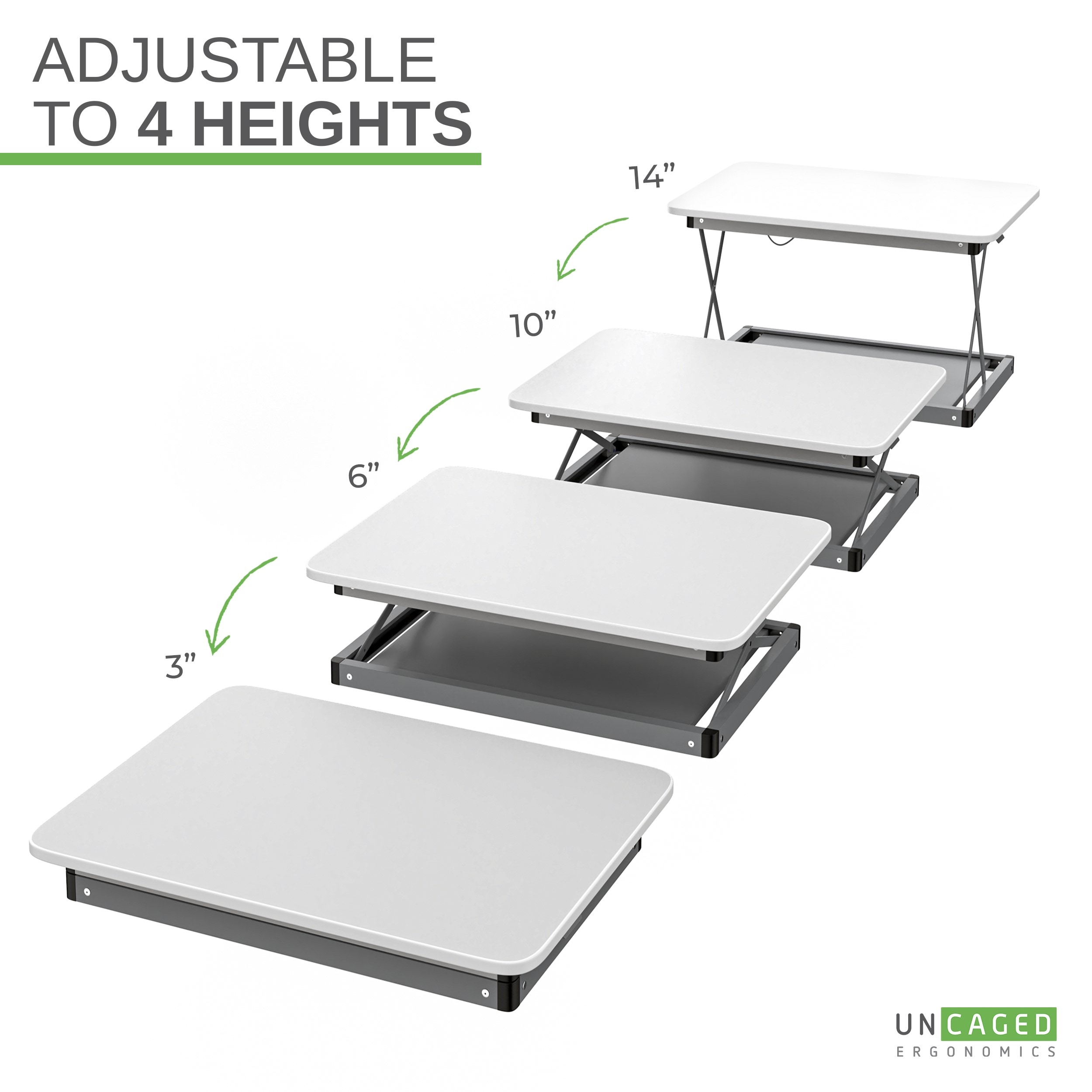 Elevate 27.5" White Steel Adjustable Standing Desk Converter