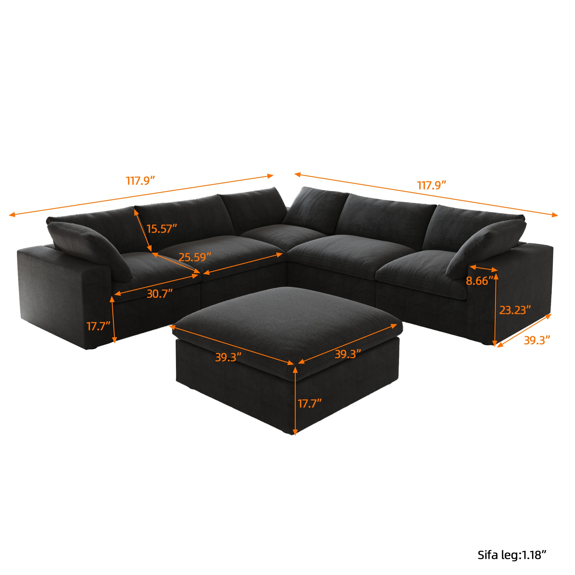 BuotiqHom DH-C5+1-121BK Sofas-Loveseats - View #2