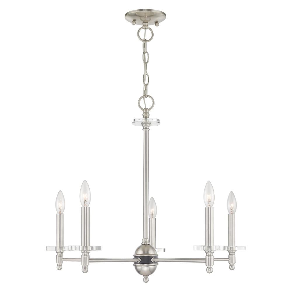 Livex Lighting 42705-91 Bancroft 5 -Light Brushed Nickel Transitional Crystal For Use in Bathrooms, Bedrooms, Dining Rooms, Foyers, Kitchens, Living Rooms Chandelier